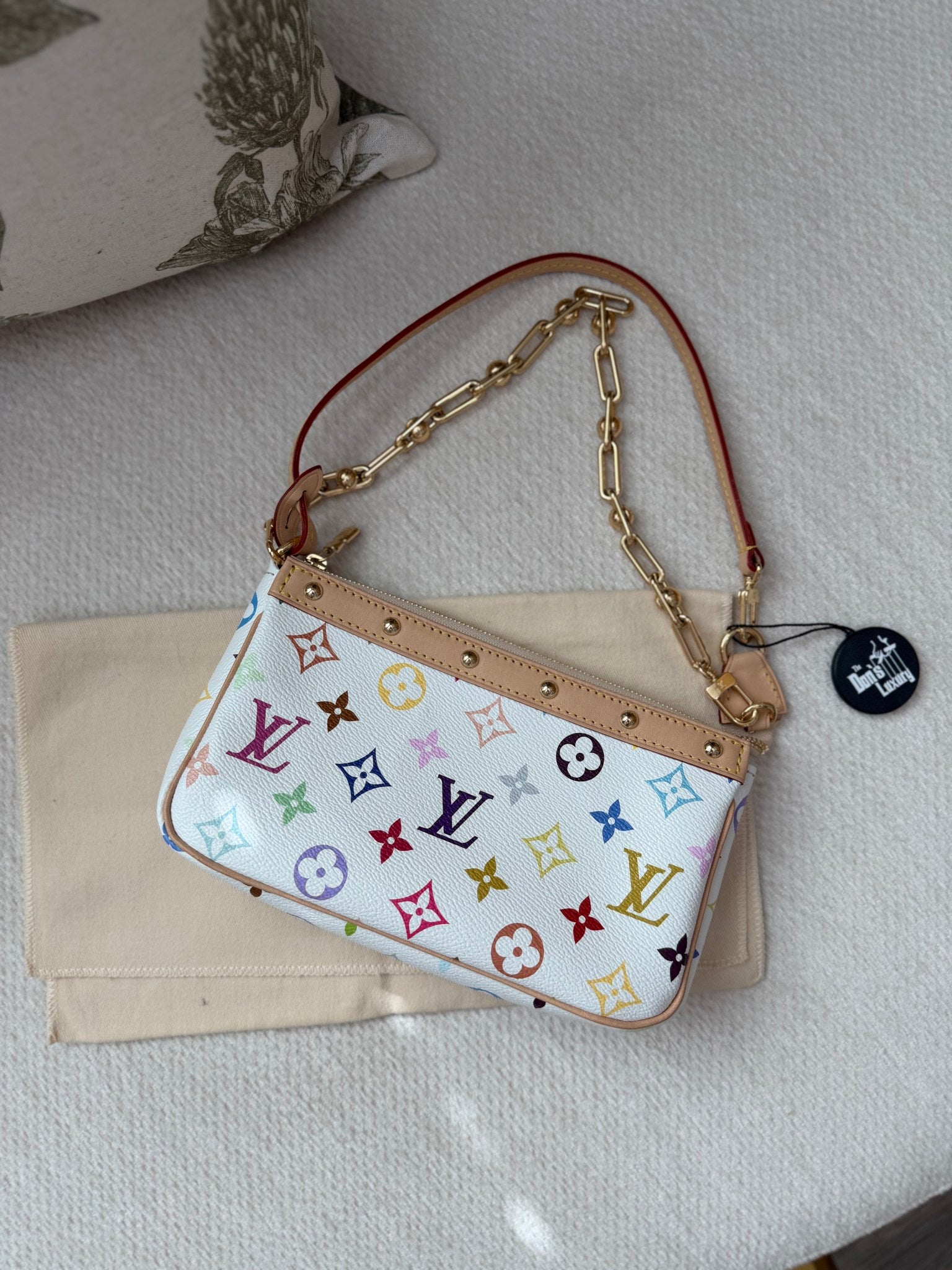BRAND NEW- Louis Vuitton White Multicolor Monogram 2025 Accessories Pochette