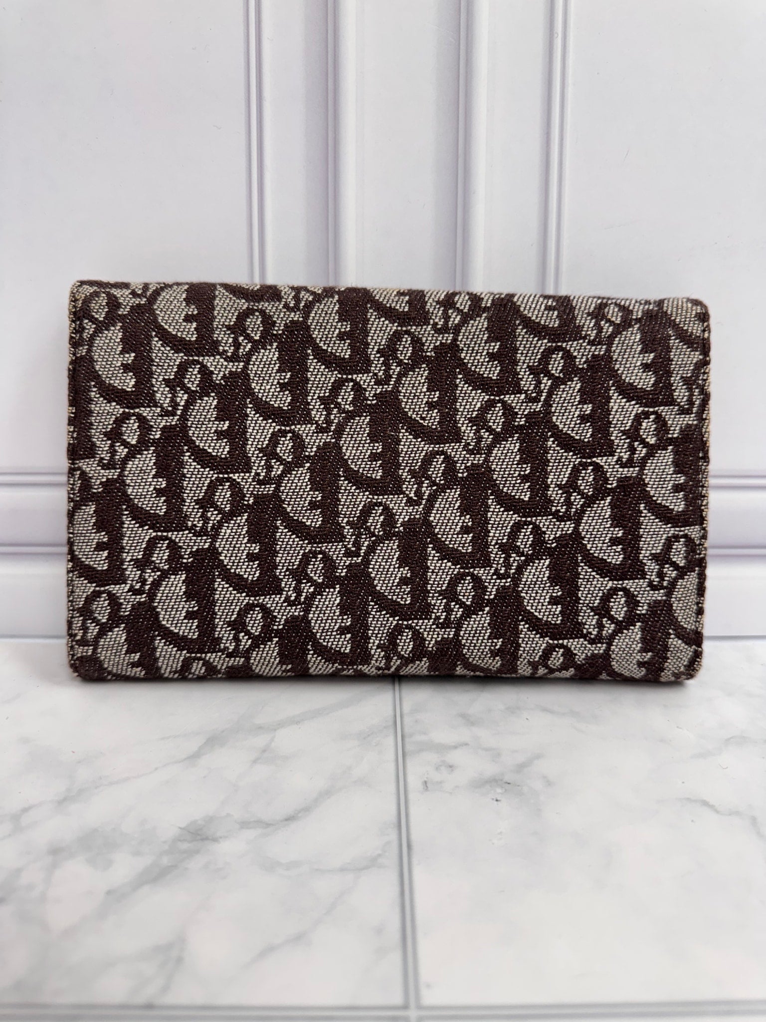 Christian Dior Brown Monogram Canvas Saddle Flap Long Wallet