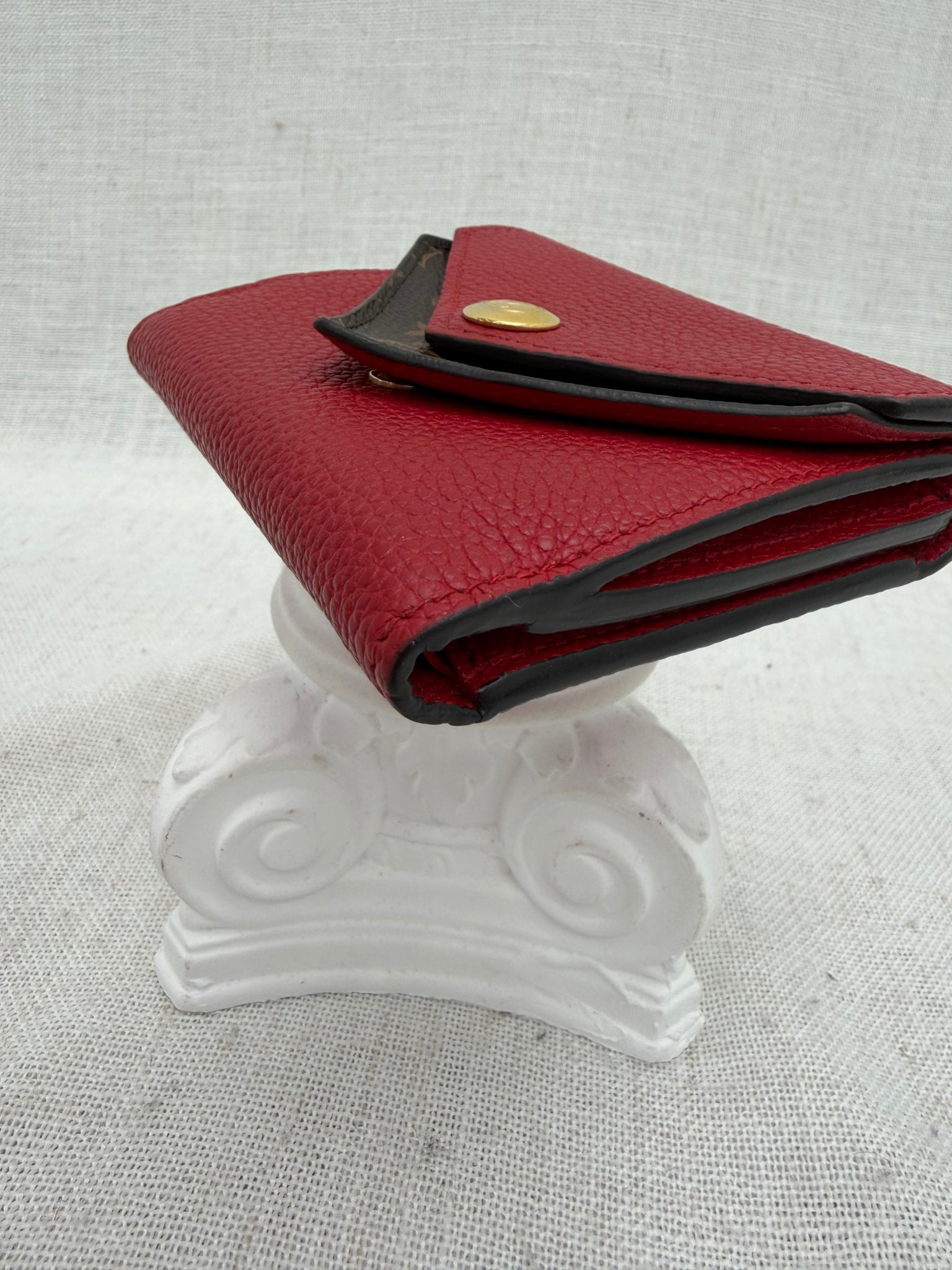 Louis Vuitton Monogram & Red Double V Compact Wallet