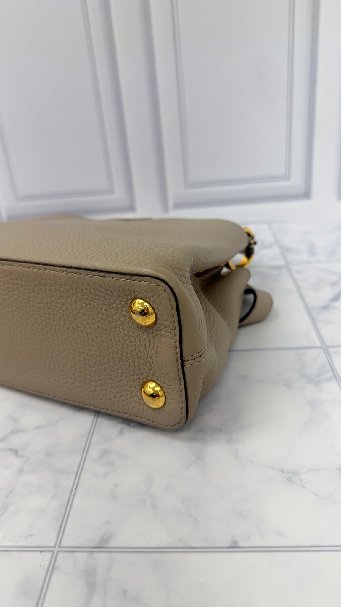 Louis Vuitton Grey And Python Taurillon Leather Capucines BB Handbag