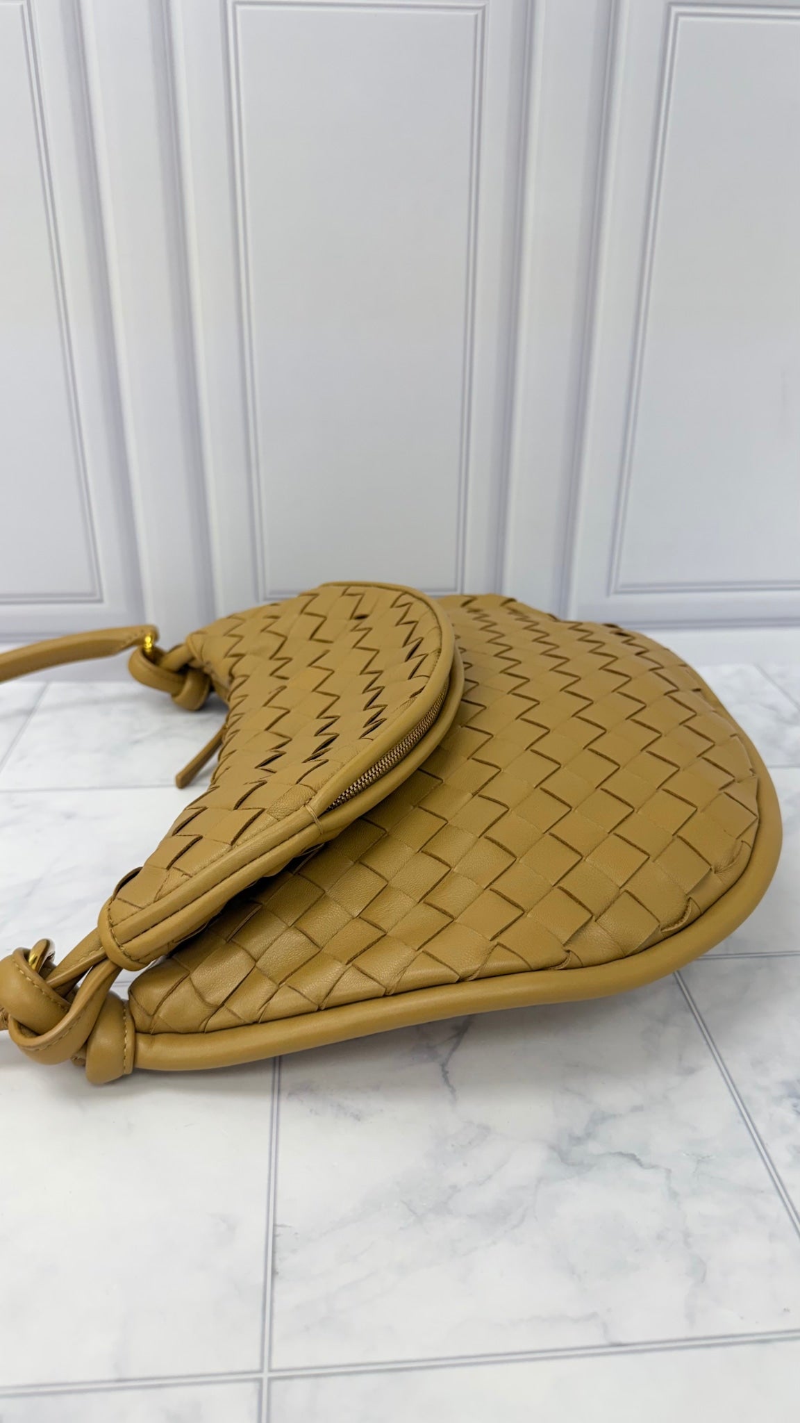 Bottega Veneta Tan Intrecciato Nappa Leather Medium Gemelli Shoulder Bag