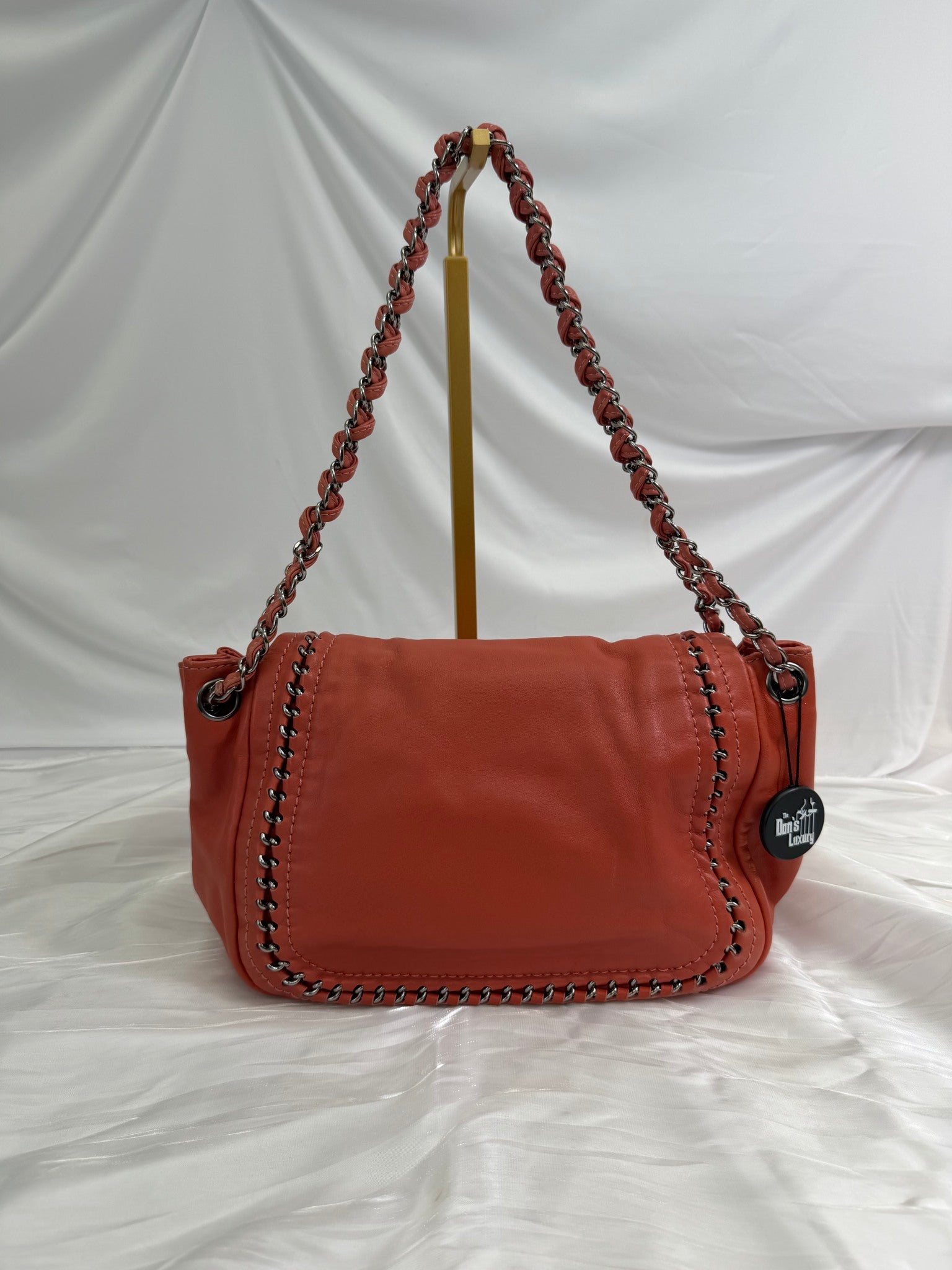 Chanel Coral Calfskin Luxe Ligne Accordion Flap Bag 