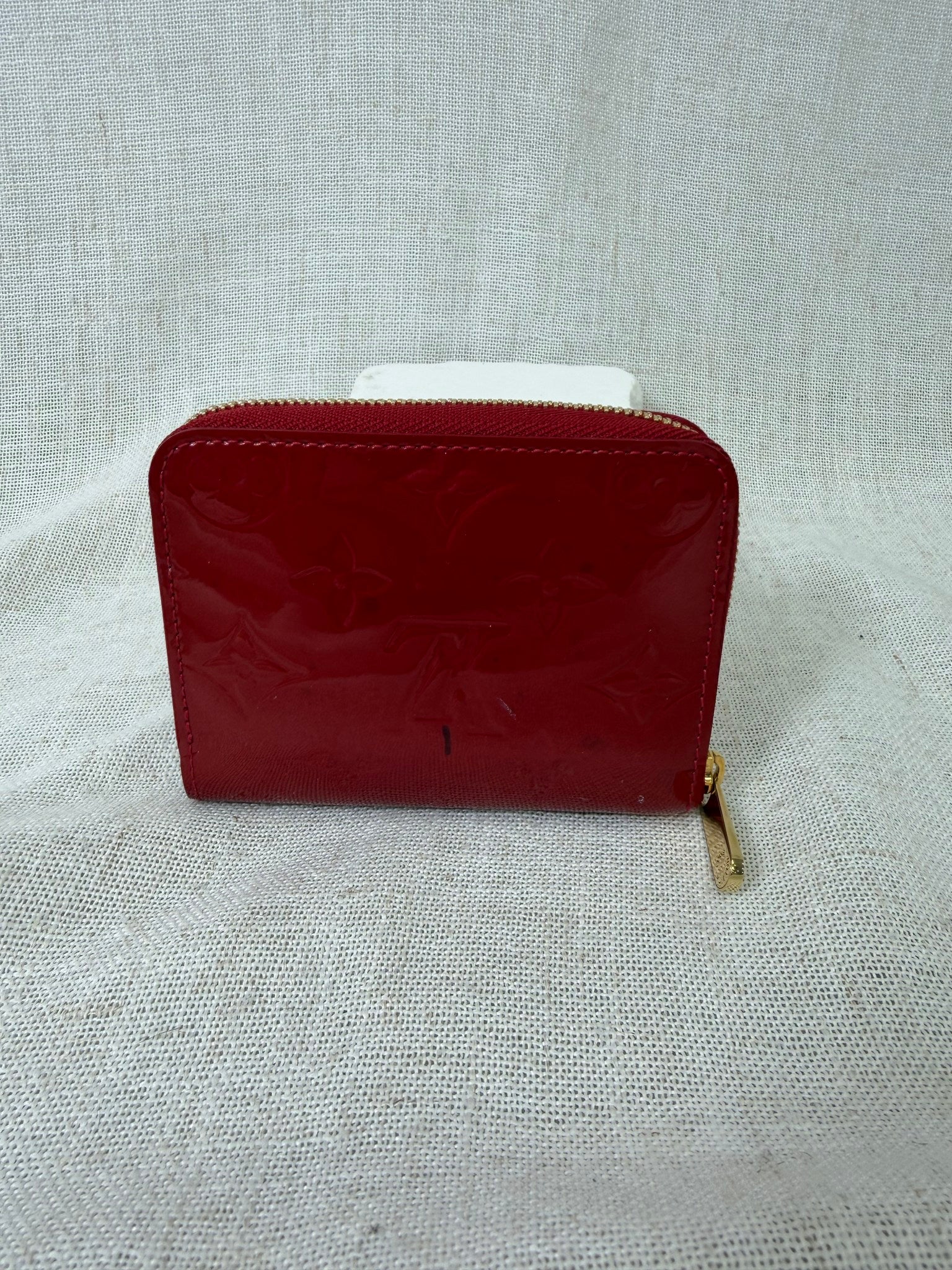 Louis Vuitton Red Vernis Leather Compact Zippy Wallet 