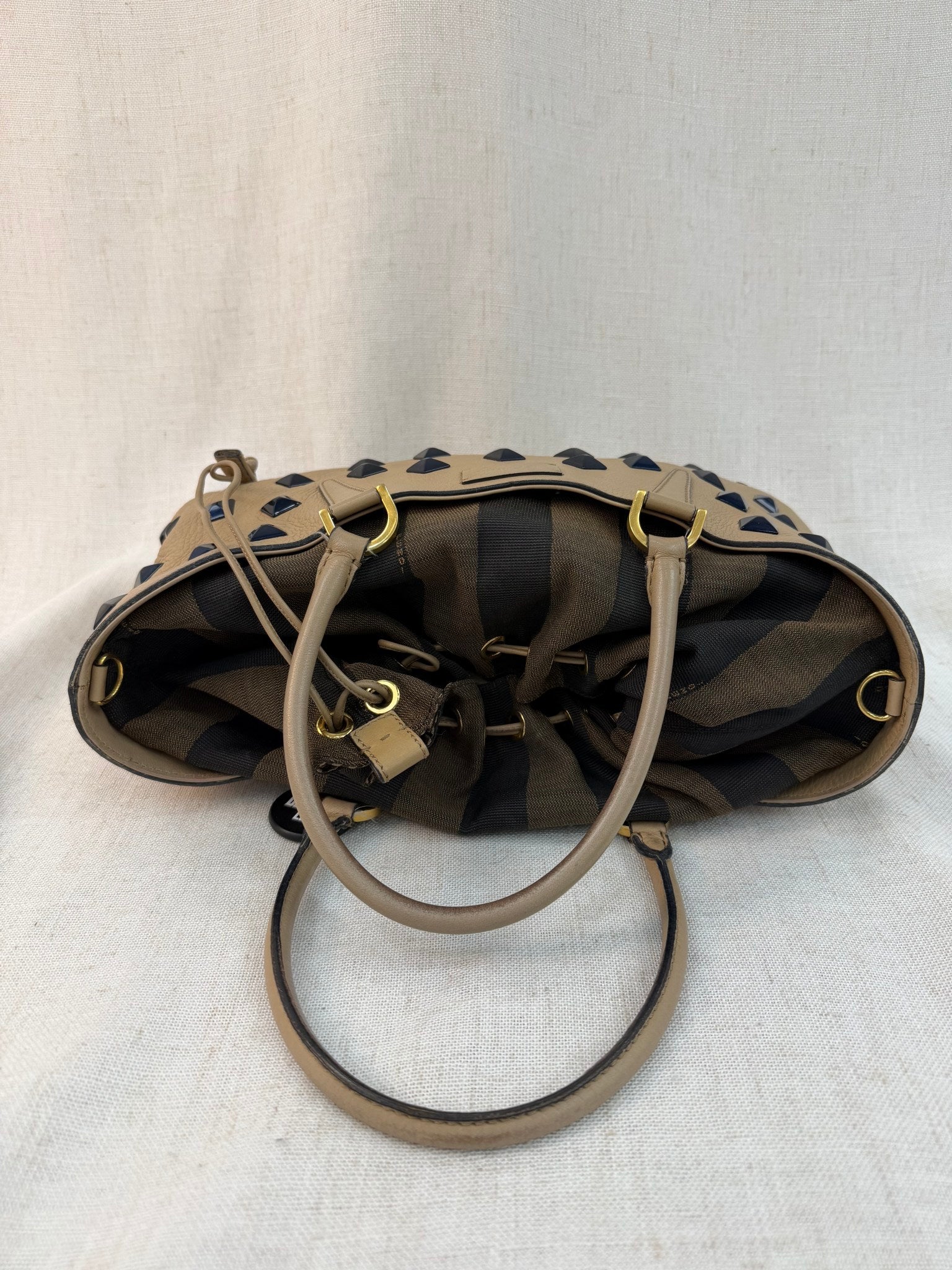 Fendi Tan Leather Studded Handbag