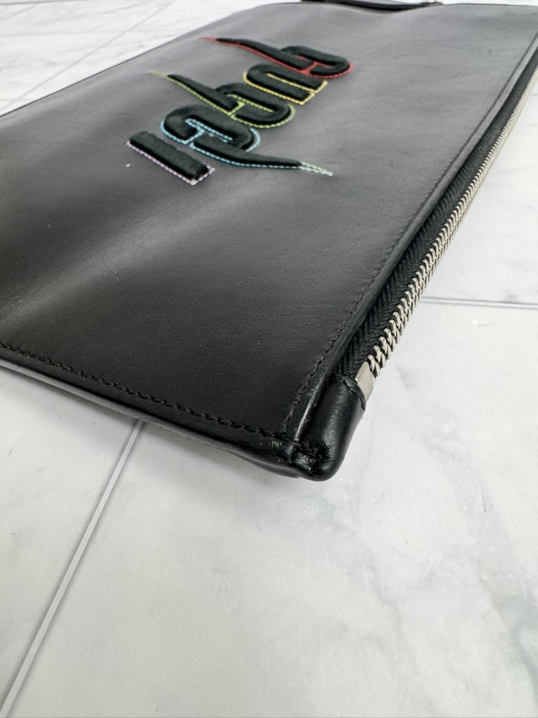 Gucci Black Leather Blade Wristlet Pouch