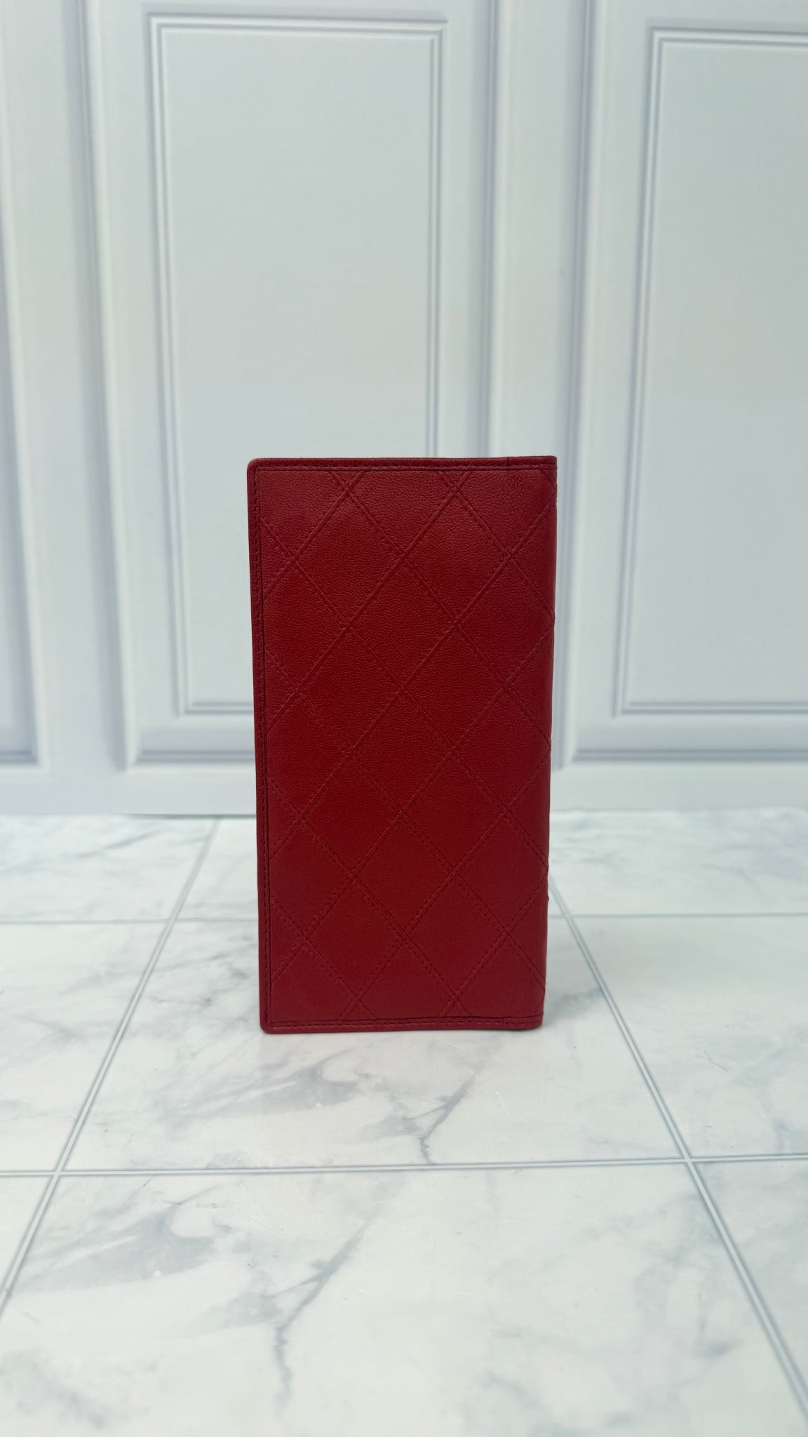 Chanel Red Lambskin Long Wallet 