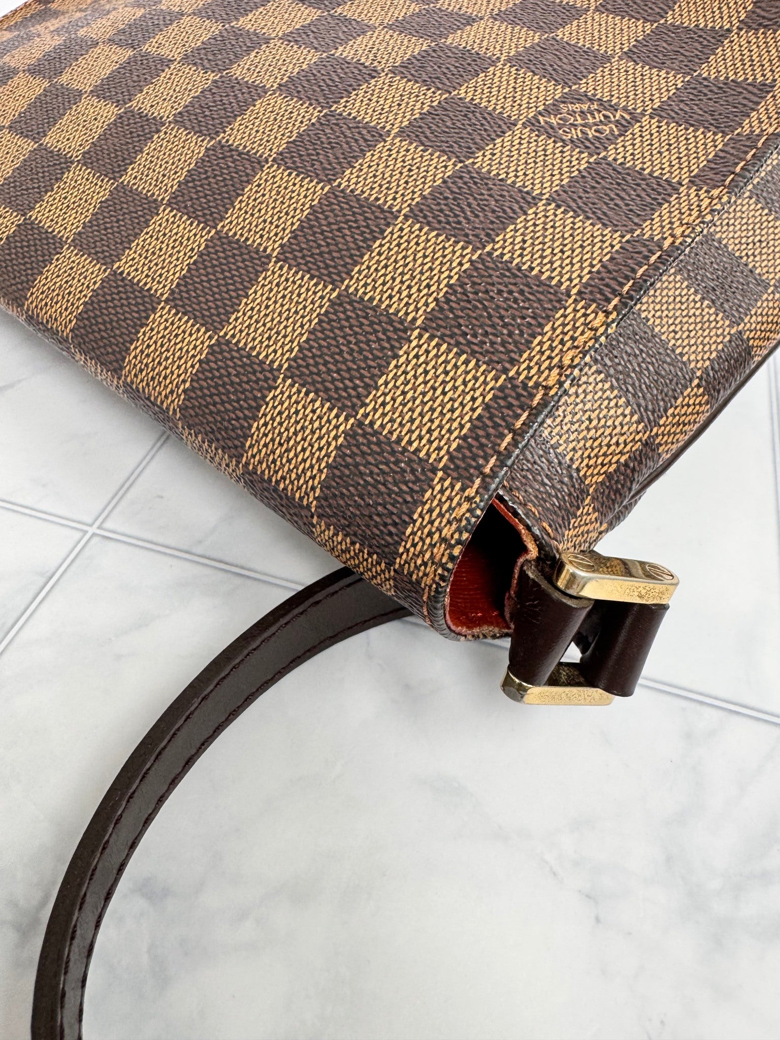 Louis Vuitton Damier Ebene Musette Tango Crossbody Bag