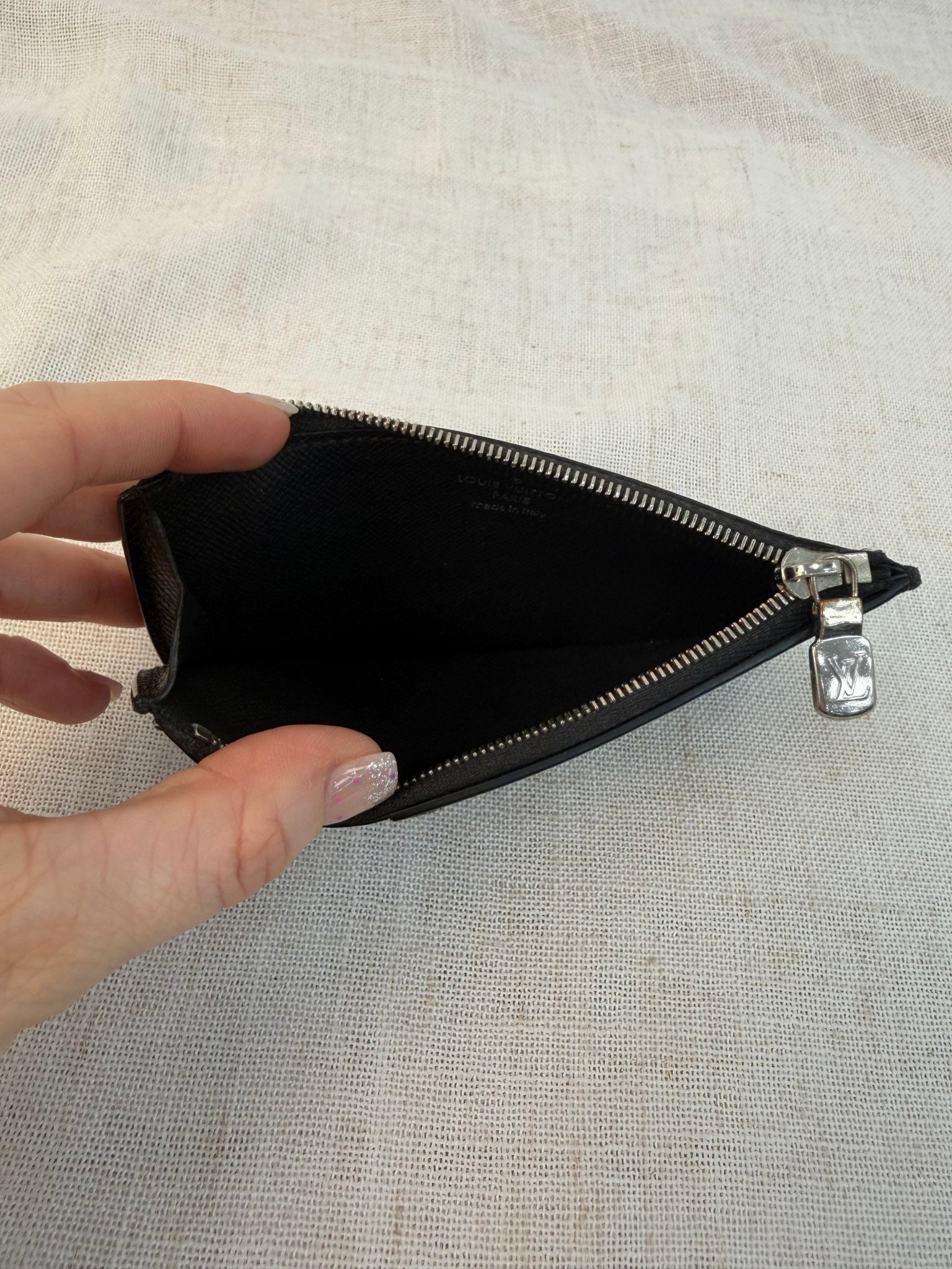 Louis Vuitton Black Leather Zip Card Case