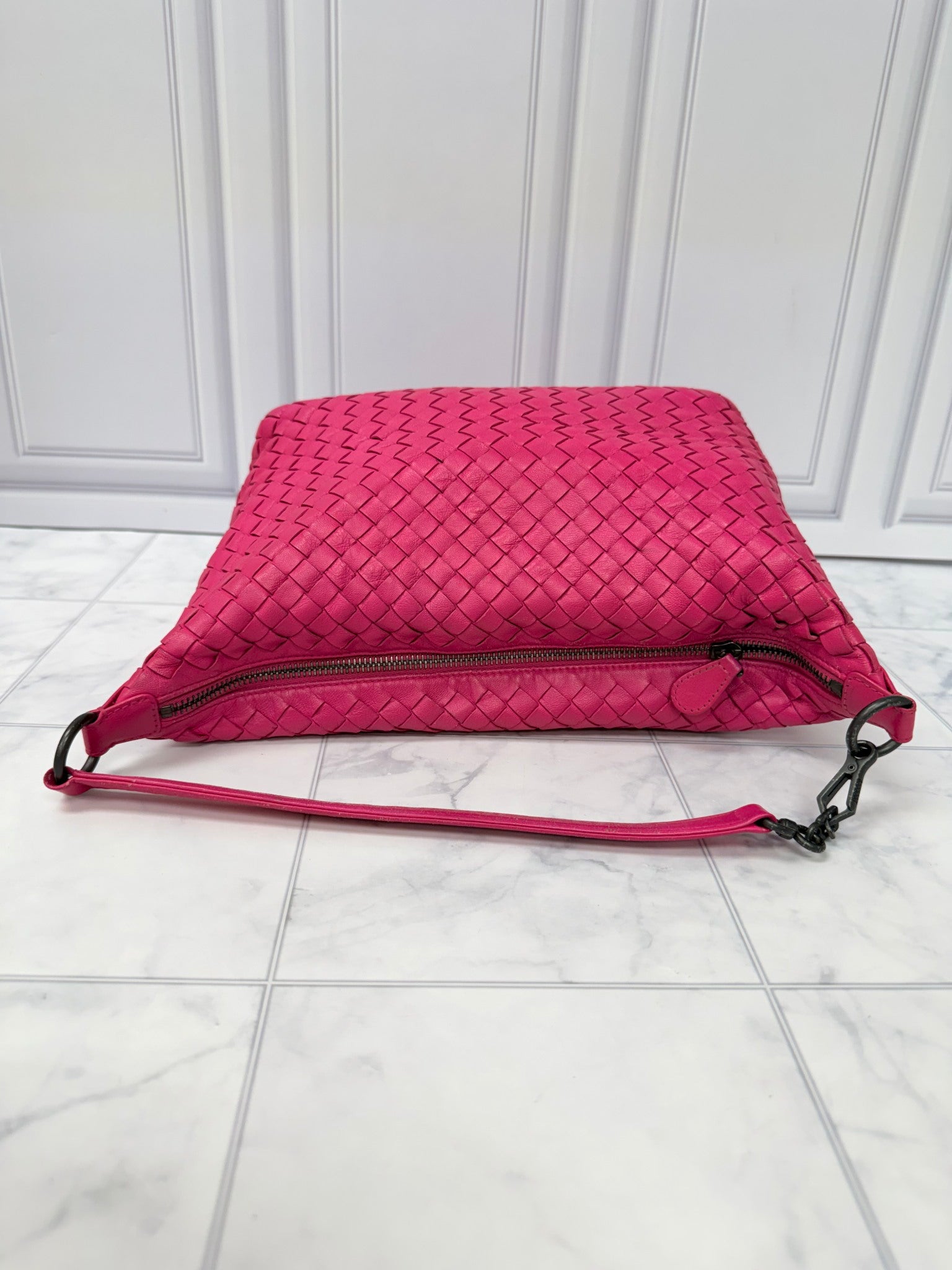Bottega Veneta Pink Intrecciato Leather Shoulder Bag 
