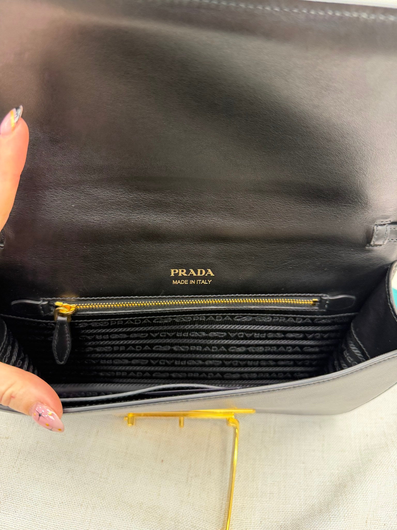 Prada Tricolor Leather Ribbon Flap Shoulder Bag