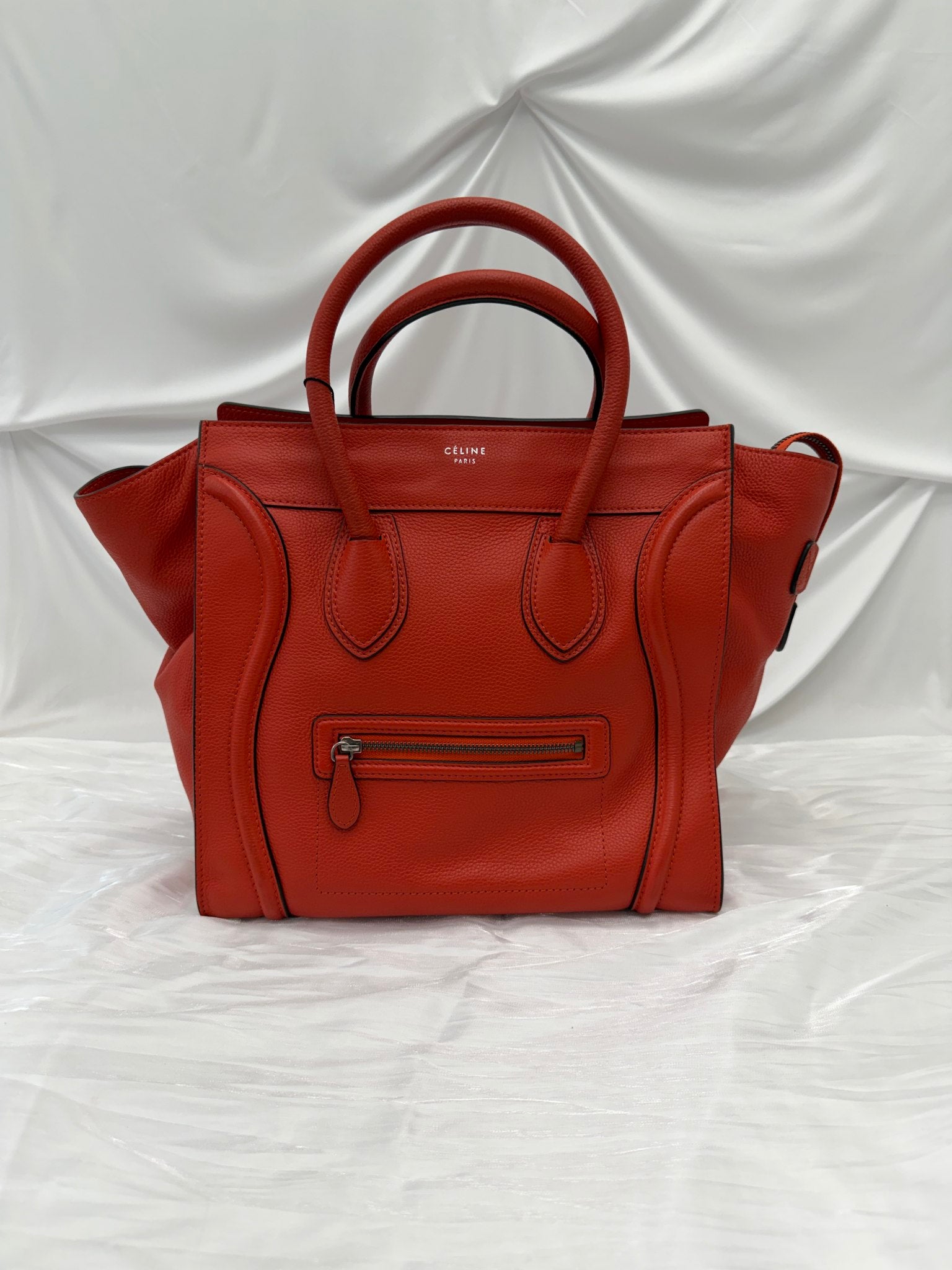 Celine Orange Leather Mini Luggage  Handbag