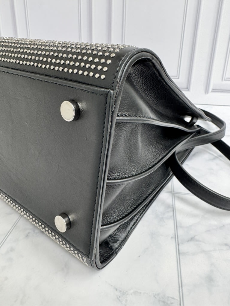 Saint Laurent YSL Black Studded Leather Sac De Jour Small 2Way Bag