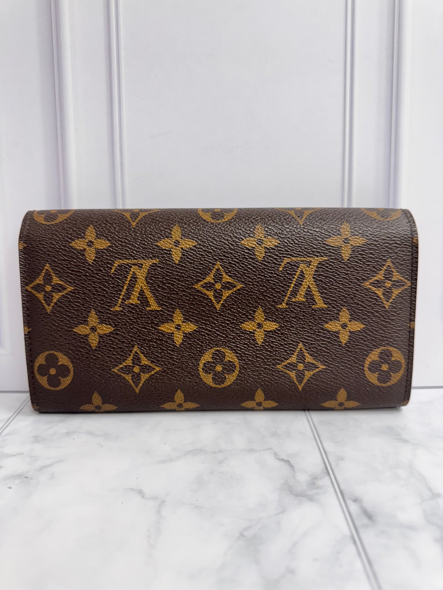 Louis Vuitton Monogram Travel Trunk Print Sarah Long Wallet