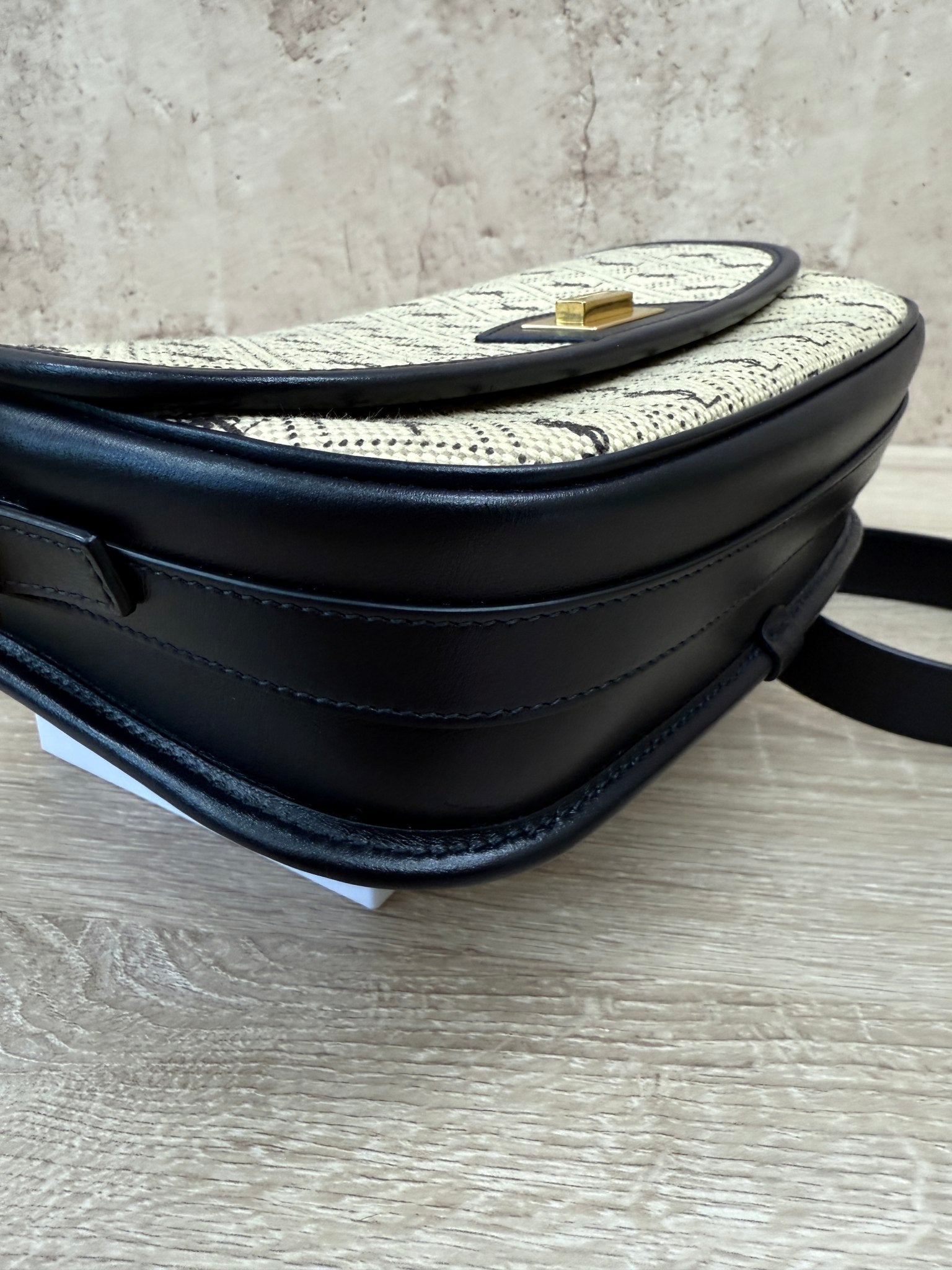 BRAND NEW- Saint Laurent YSL Cream & Navy Monogram All Over Medium Satchel Bag