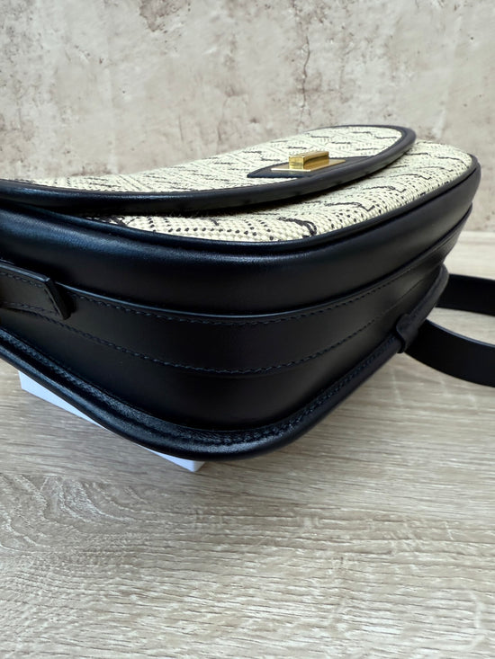 BRAND NEW- Saint Laurent YSL Cream & Navy Monogram All Over Medium Satchel Bag