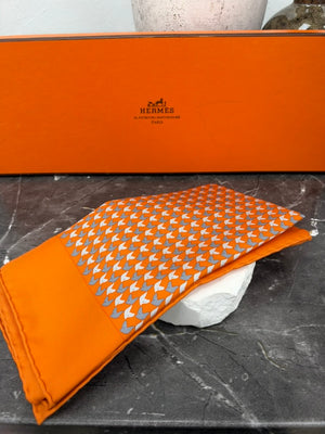 Hermes Orange Silk Grand Galop Scarf