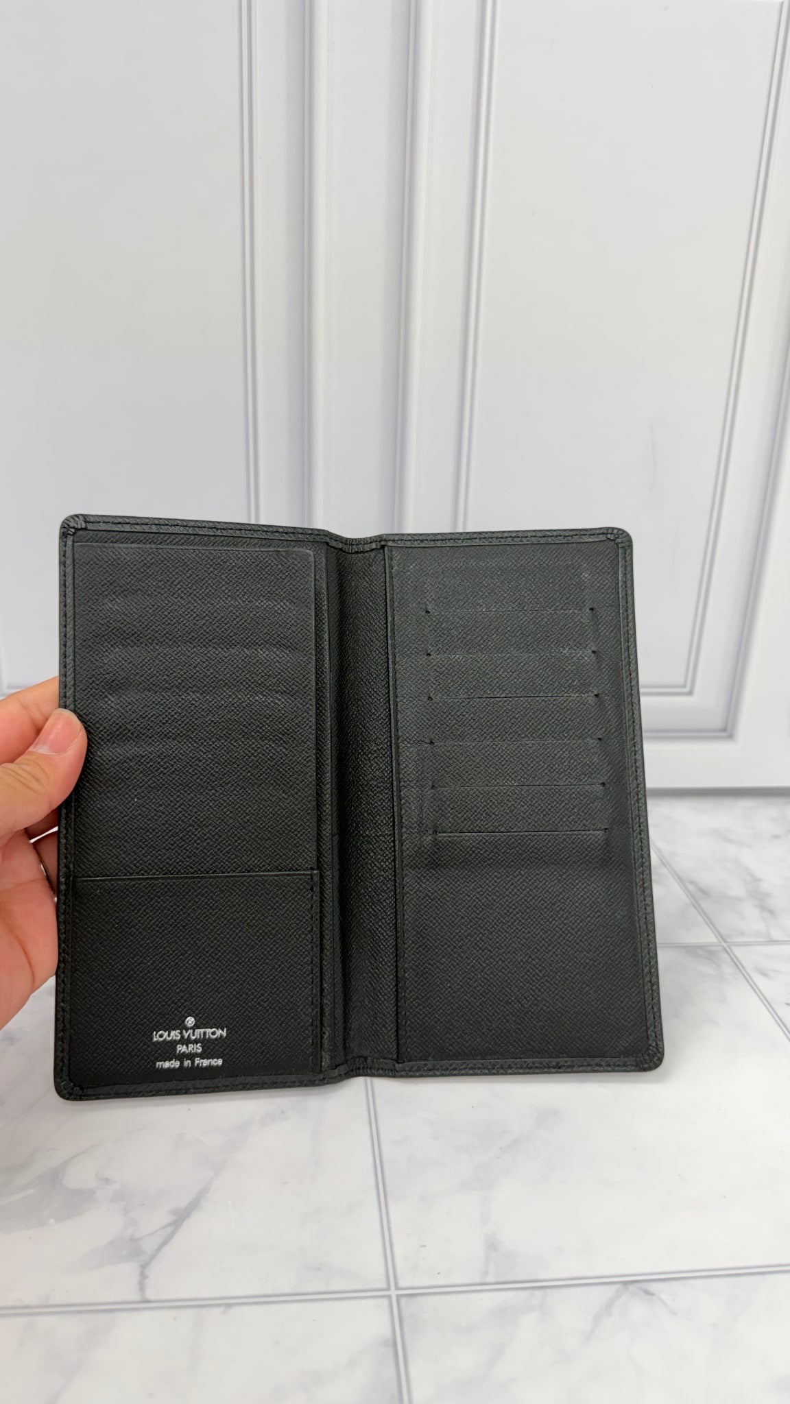Louis Vuitton Black Taiga Leather Long Wallet