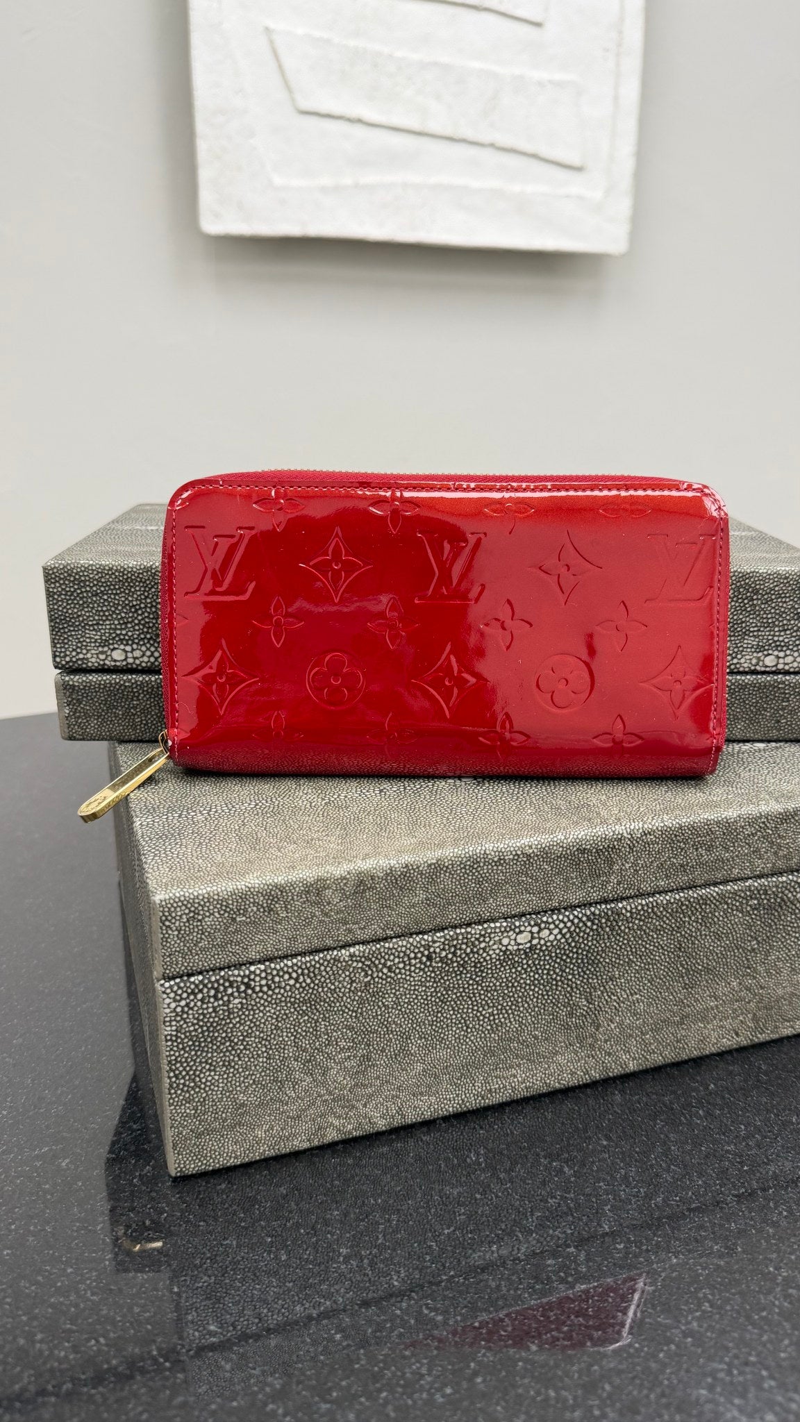 Louis Vuitton Red Vernis Zippy Wallet