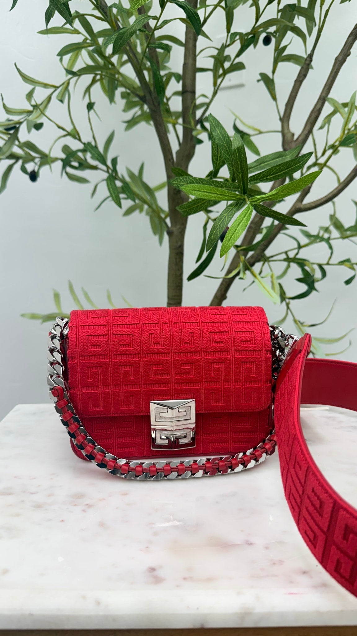 BRAND NEW - Givenchy Red Canvas 2Way Crossbody Bag