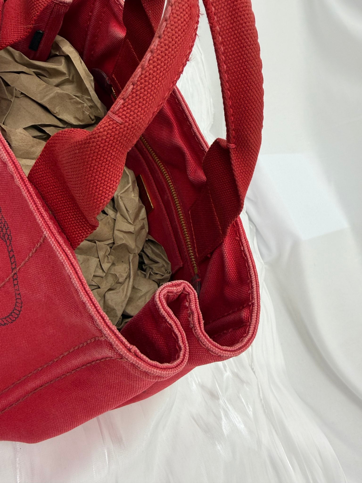 Prada Red Canvas Small Canapa Handbag