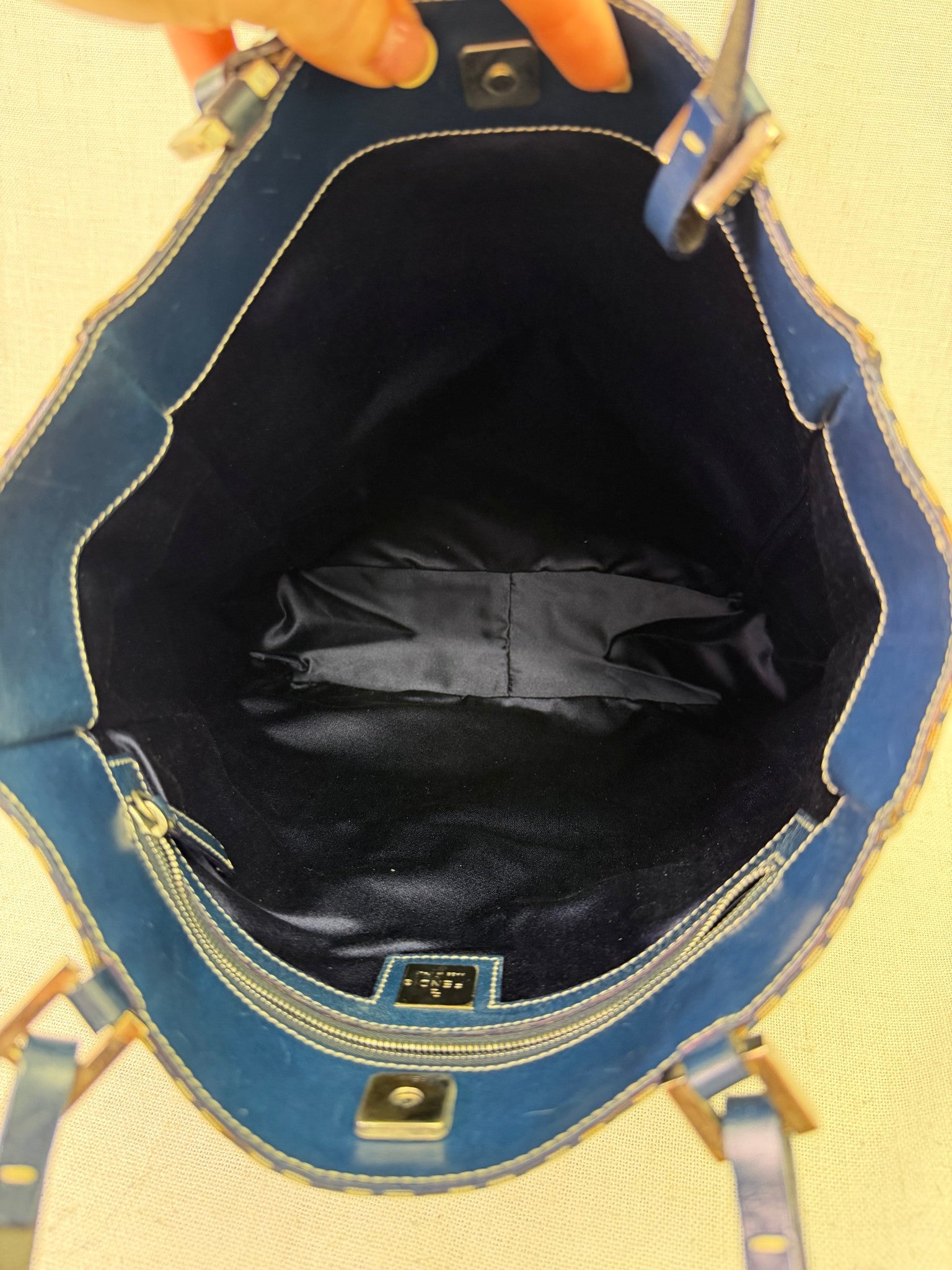 Fendi Navy Zucchino Canvas Tote