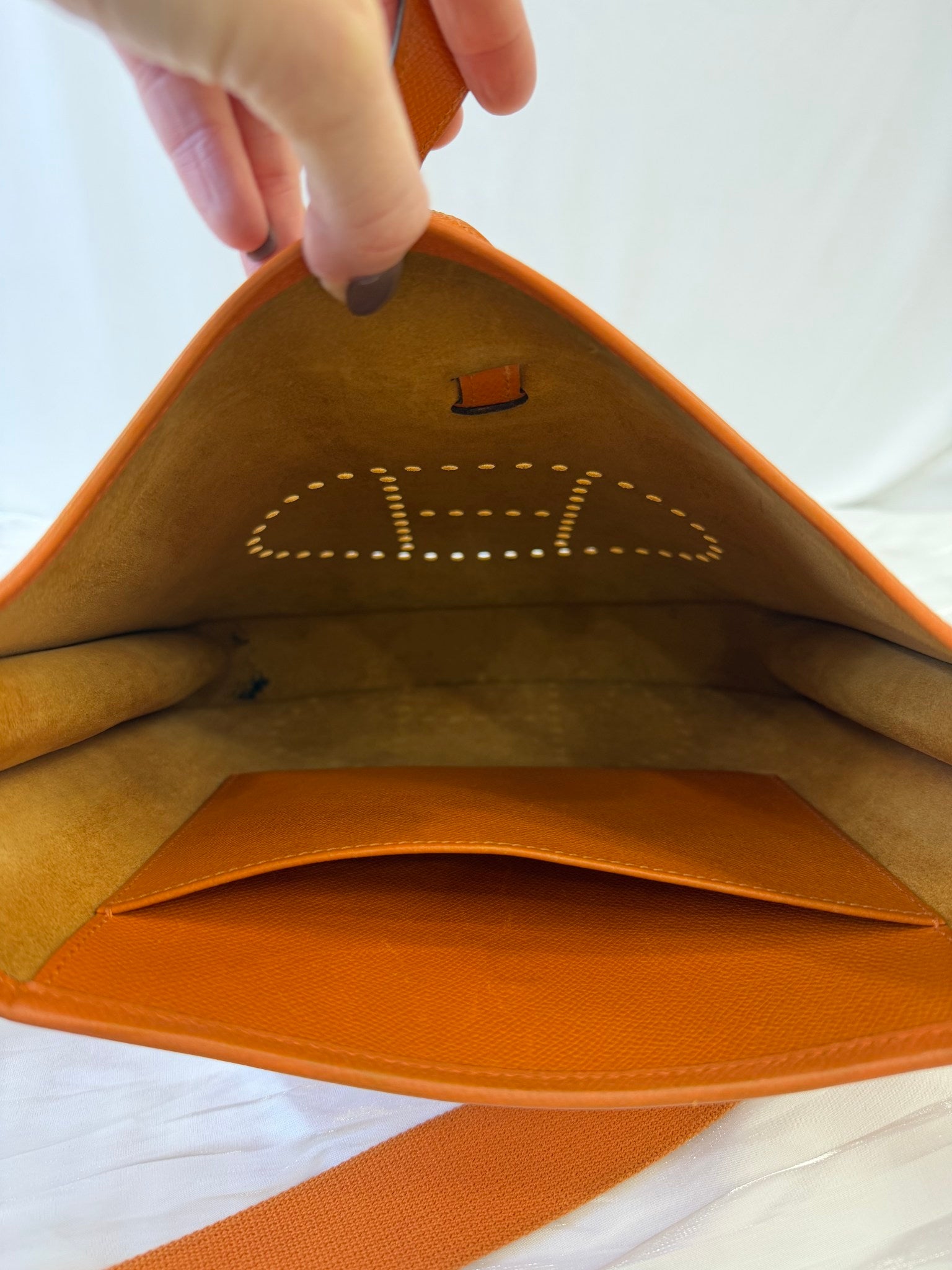 Hermes Orange Leather Evelyne Crossbody Bag PM