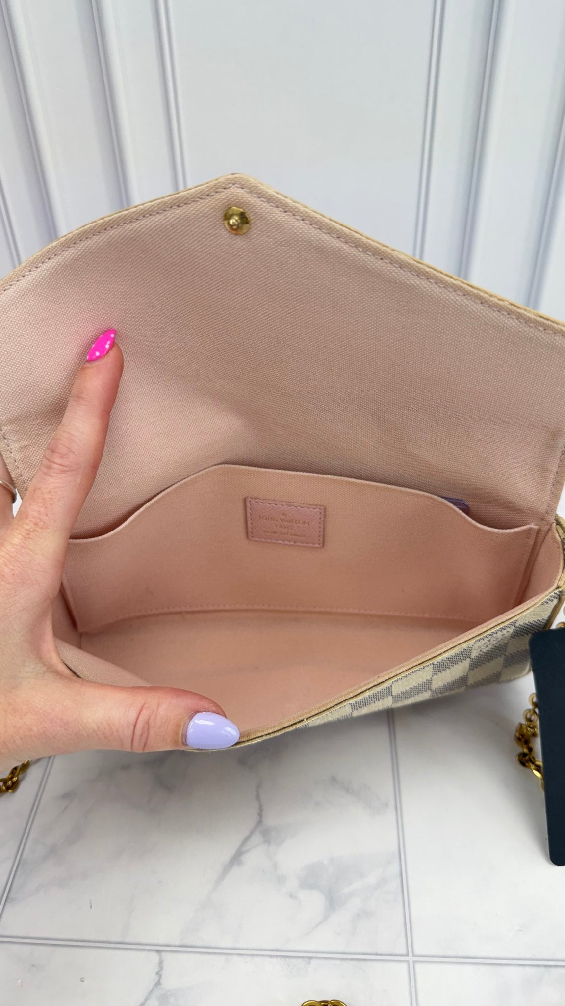 Louis Vuitton Damier Azur & Rose Ballerine Felicie Pochette 