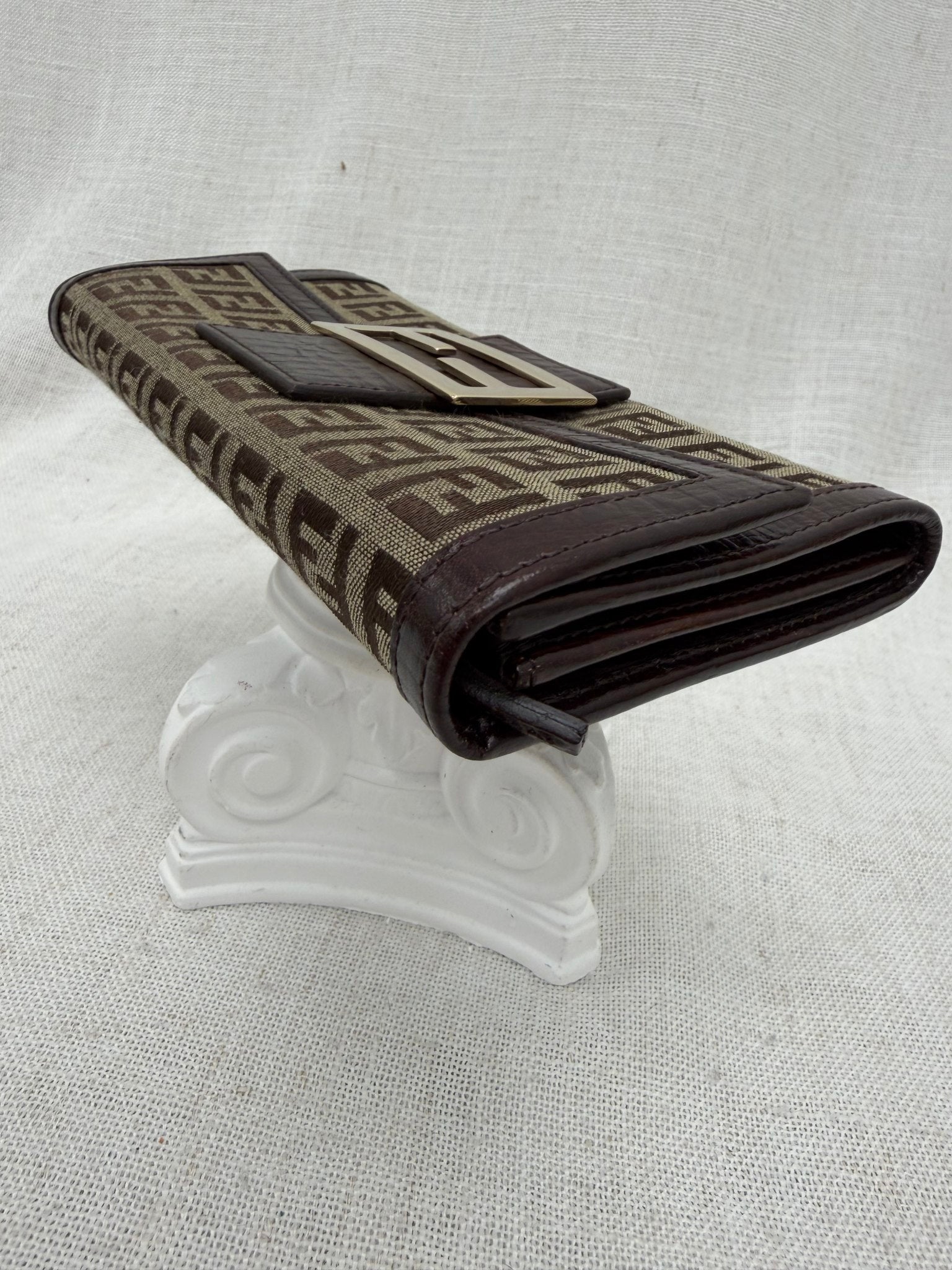 Fendi Brown Zucca Canvas Long Wallet