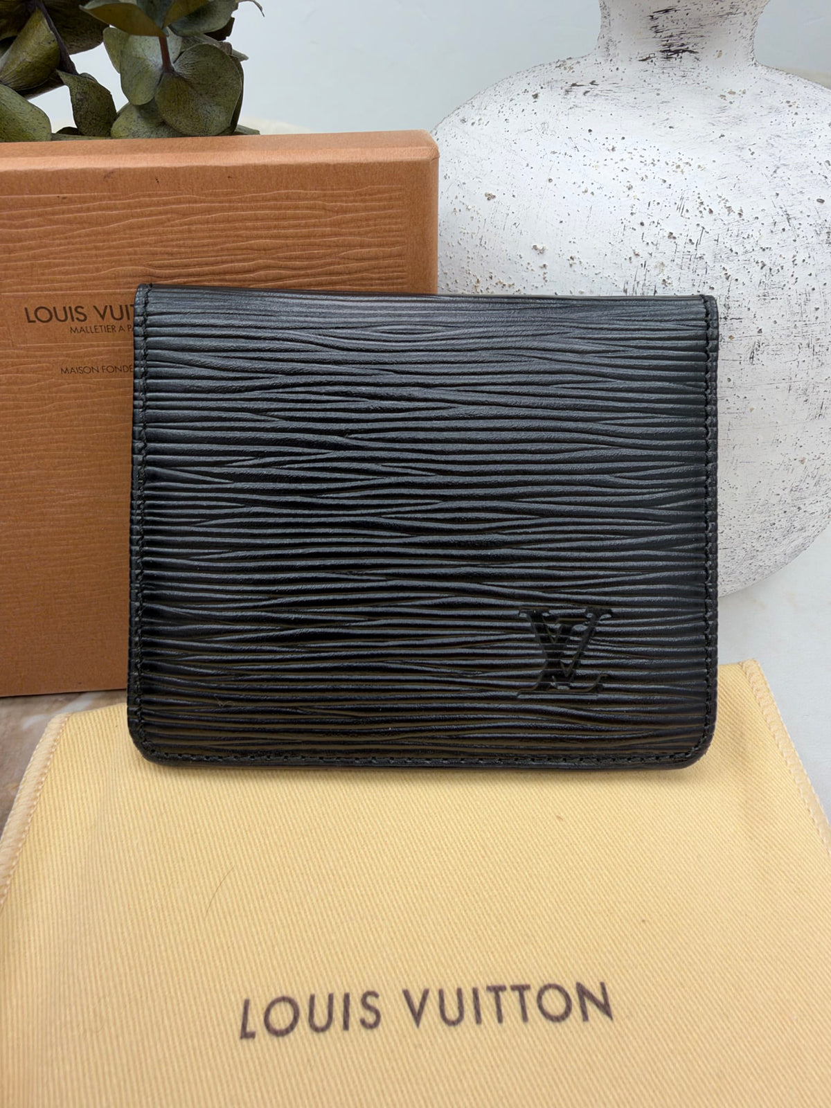 Louis Vuitton Black Epi Leather Card Case