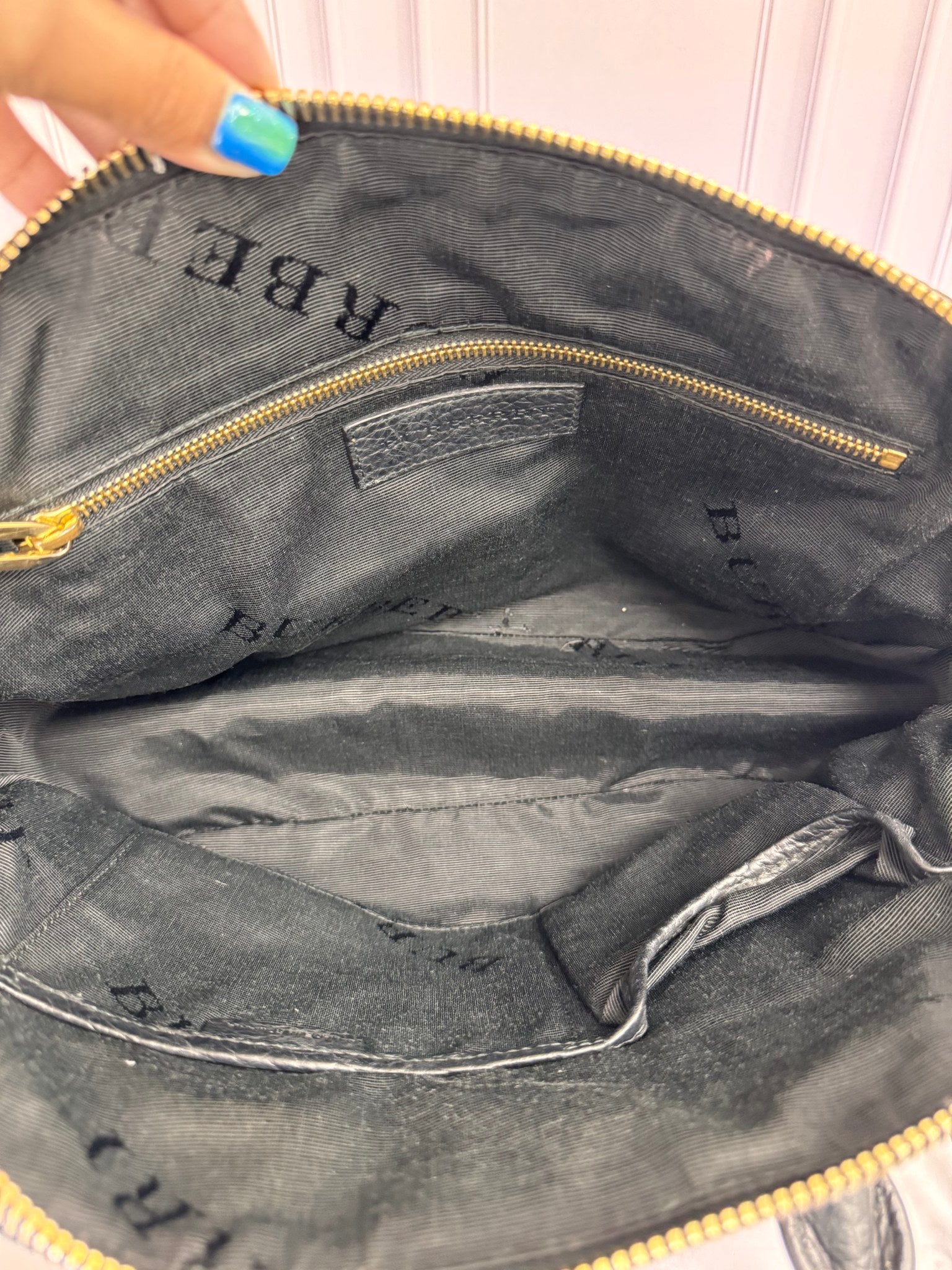 Burberry Black Grained Leather Orchard Heritage Large 2Way Bag