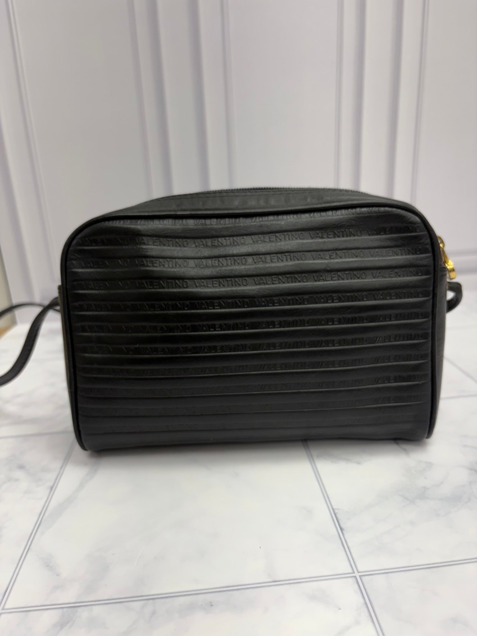 Valentino Black Logo Embossed Crossbody Bag 