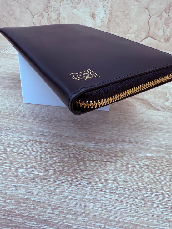BRAND NEW- Burberry Black Leather Wallet Clutch 