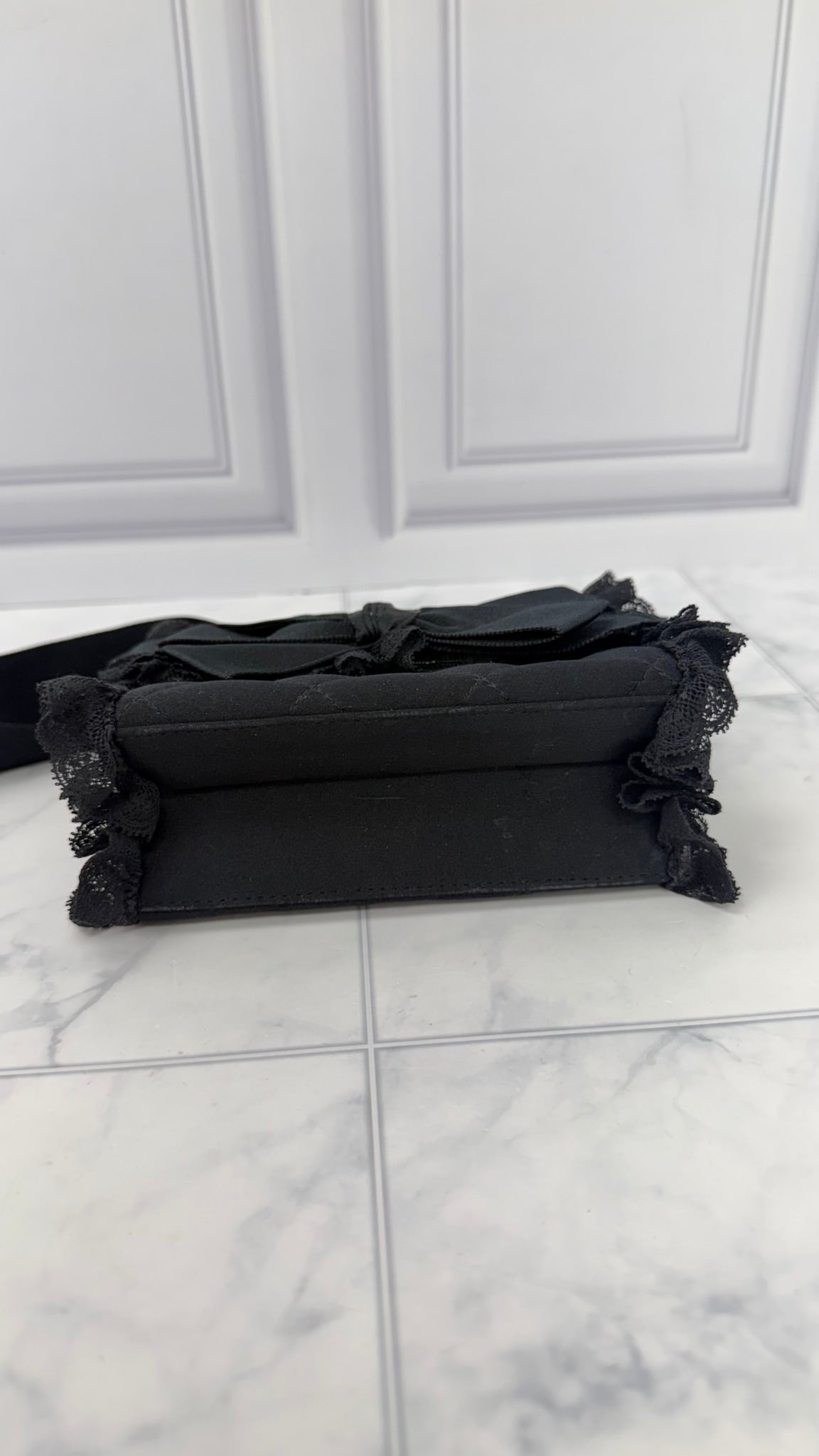 Chanel Black Satin Bow Crossbody Bag 