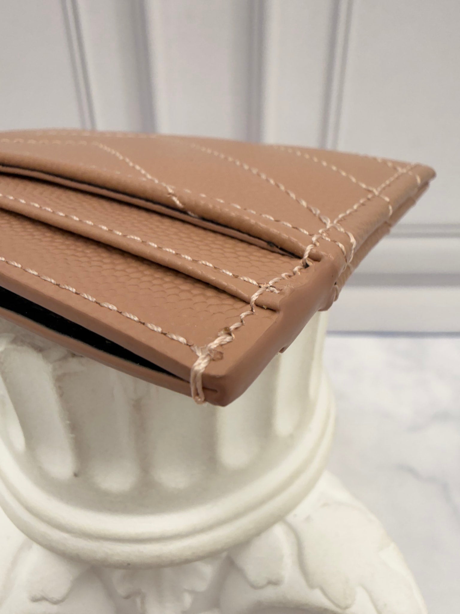 LIKE NEW - Saint Laurent YSL Nude Grain De Poudre Leather Cassandre Matelasse Card Case 