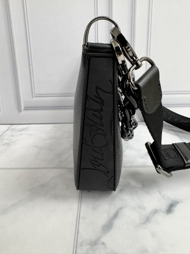 Christian Louboutin Black Grained Leather Loubila Chain Mini Shoulder Bag