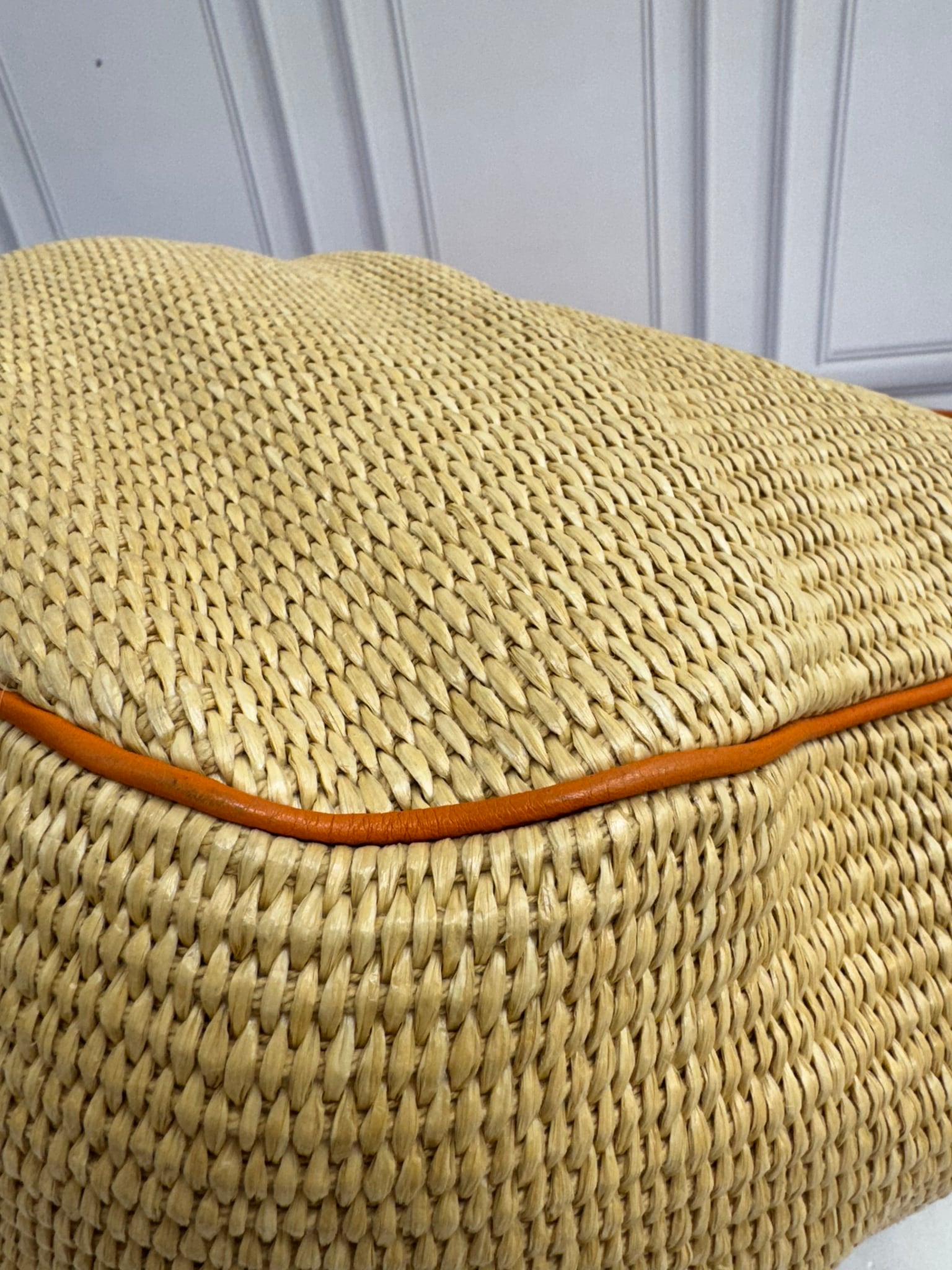 Prada Orange Leather And Raffia Large Shoulder Bag