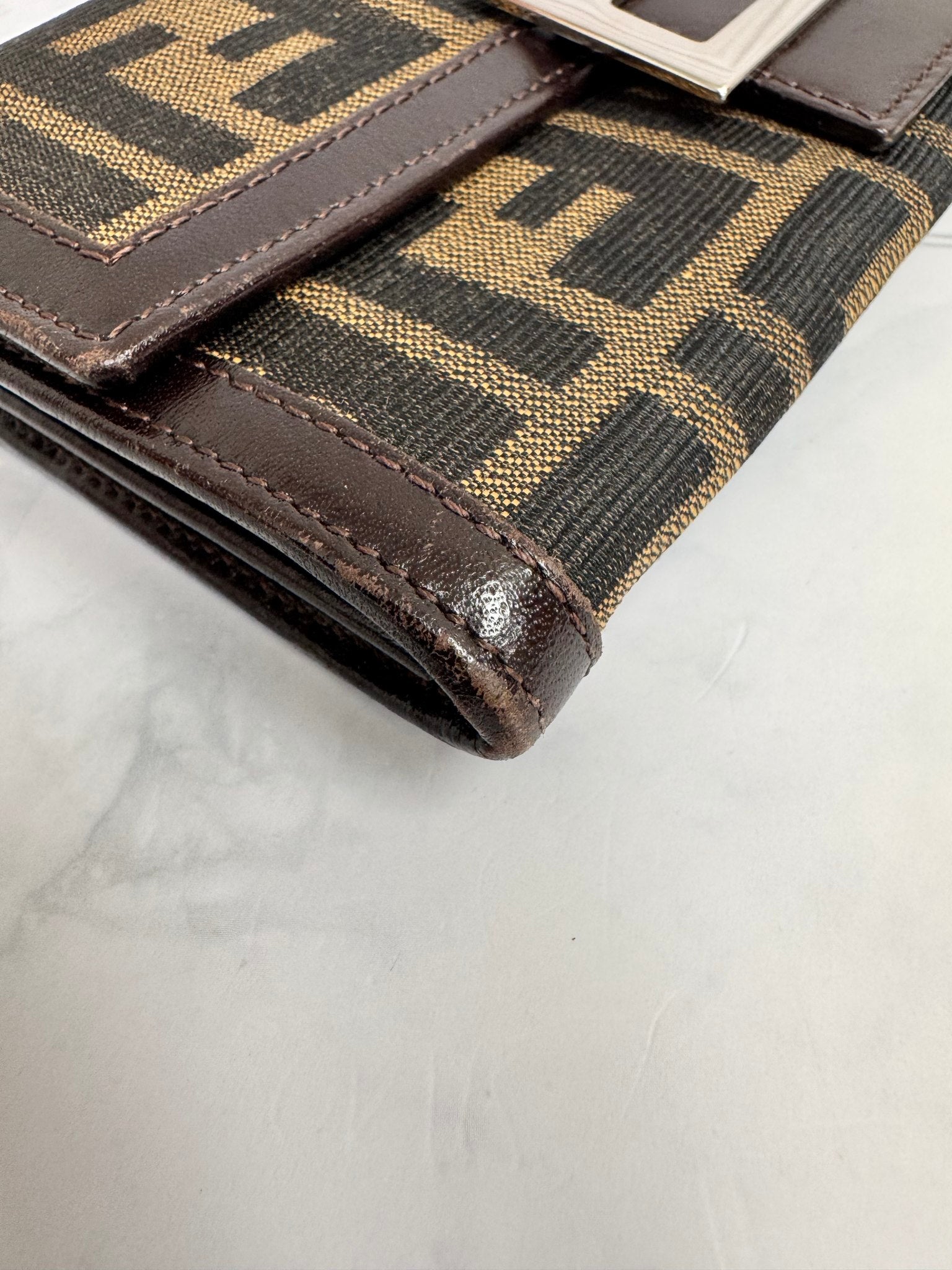 Fendi Brown Zucca Canvas Long Wallet