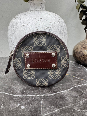 Loewe Brown Anagram Coated Canvas Round Coin Purse