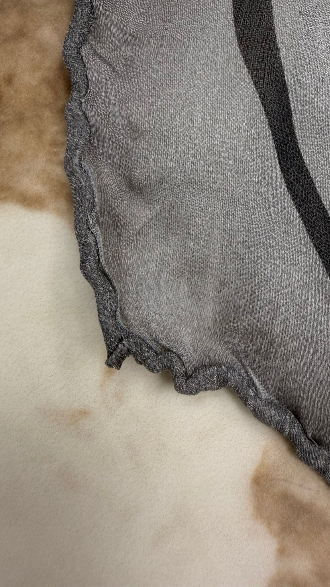 Hermes Grey & Black Silk Clic-Clac Muffler Scarf 