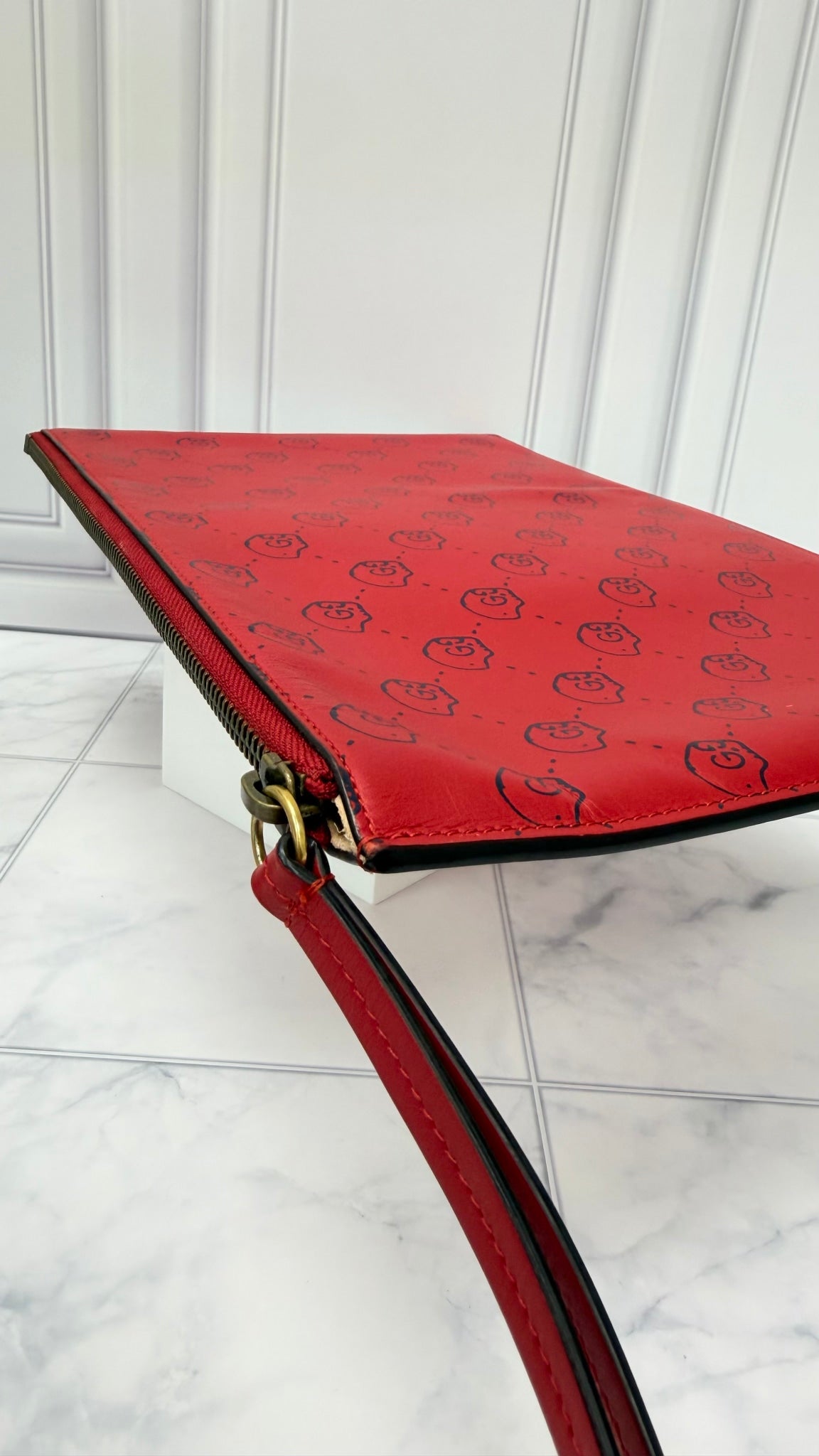 Gucci Red Leather Ghost Clutch