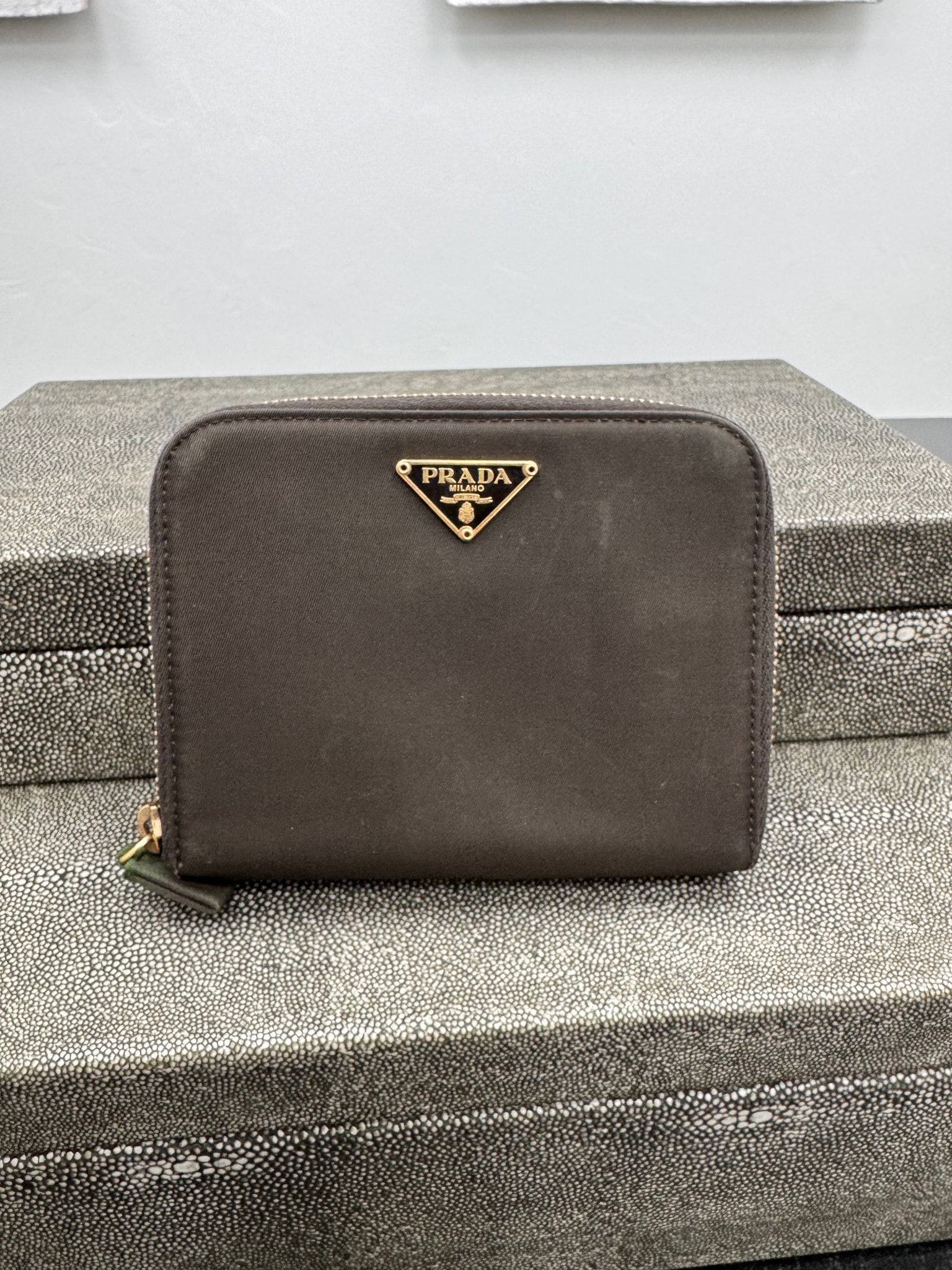 Prada Brown Nylon Compact Zippy Wallet