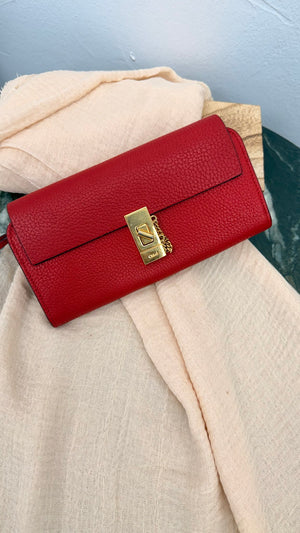 Chloe Red Grained Leather Long Wallet