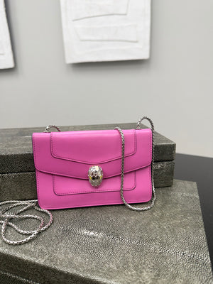 Bvlgari Pink Leather Serpenti Forever Super Mini Crossbody
