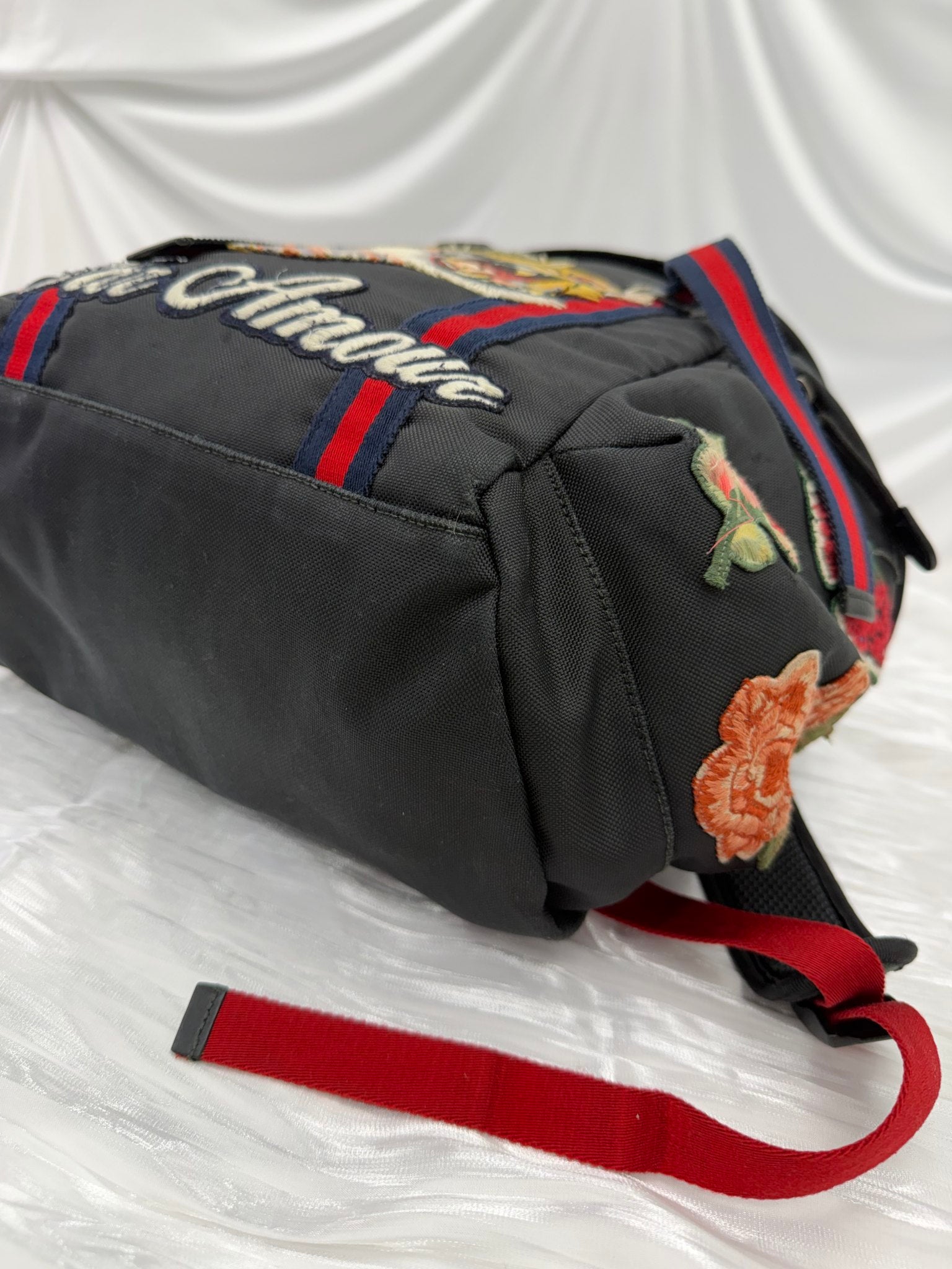 Gucci Black Nylon Embroidered Tiger Backpack