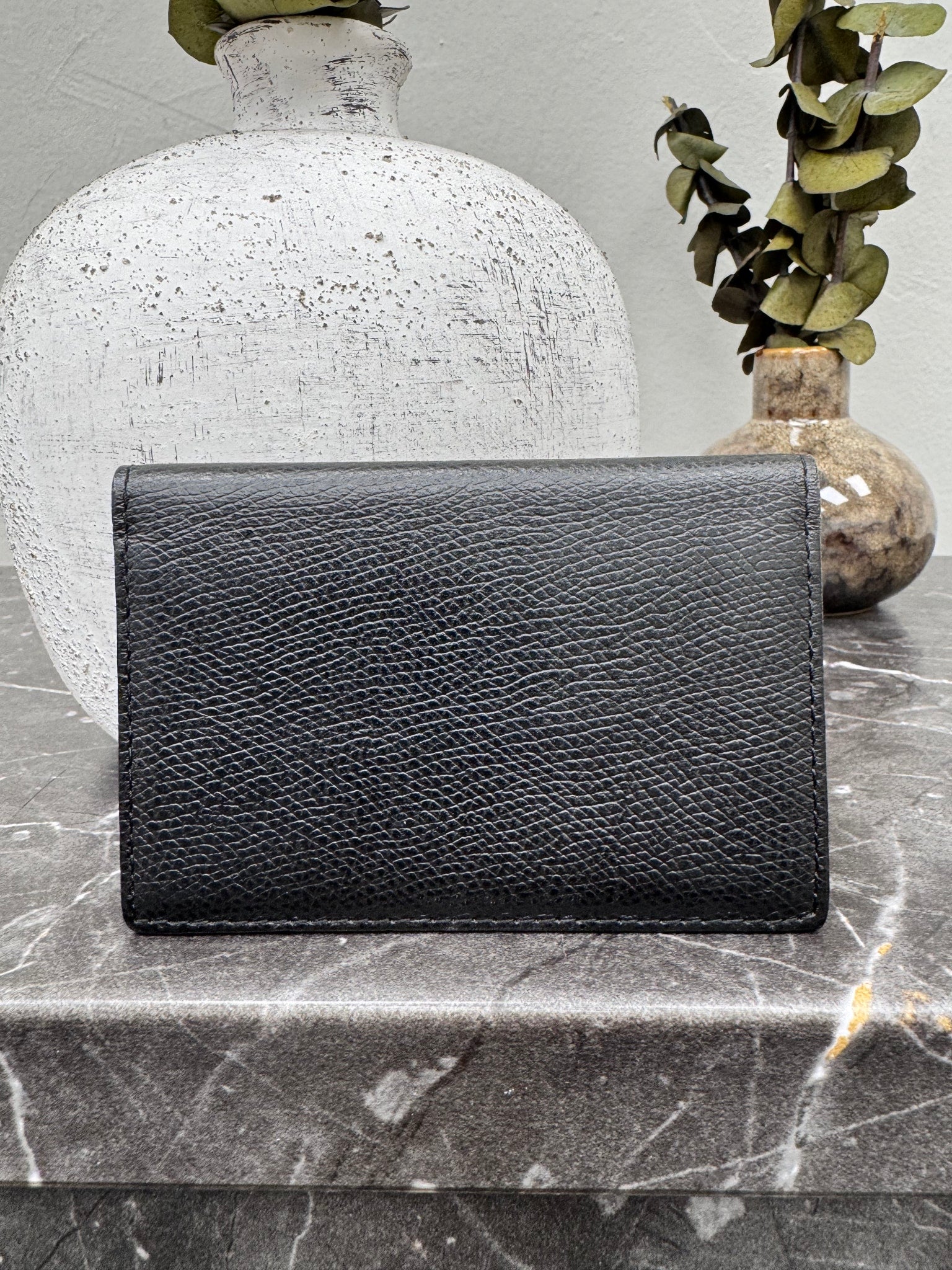LIKE NEW - Tiffany & Co. Black Grained Leather Card Holder