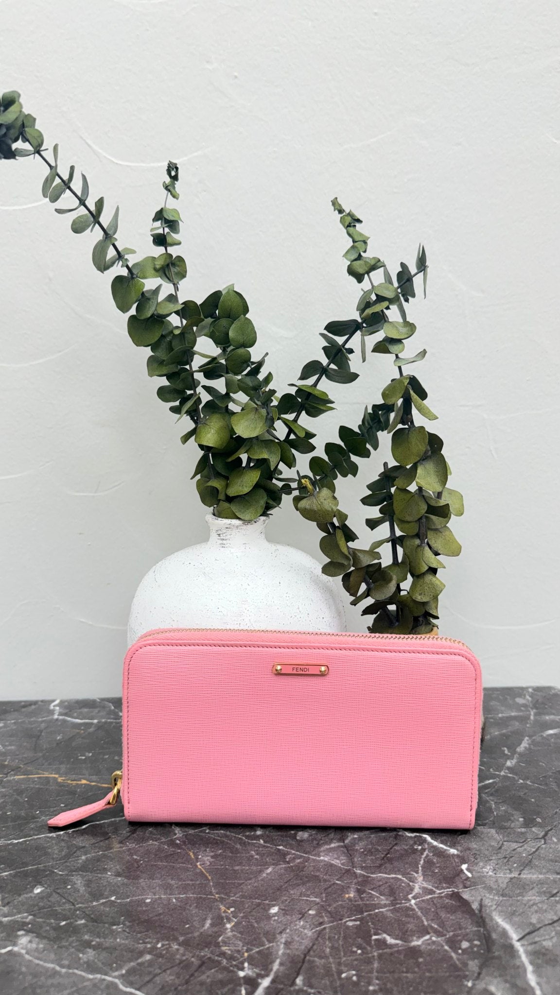 Fendi Pink Leather Zippy Wallet