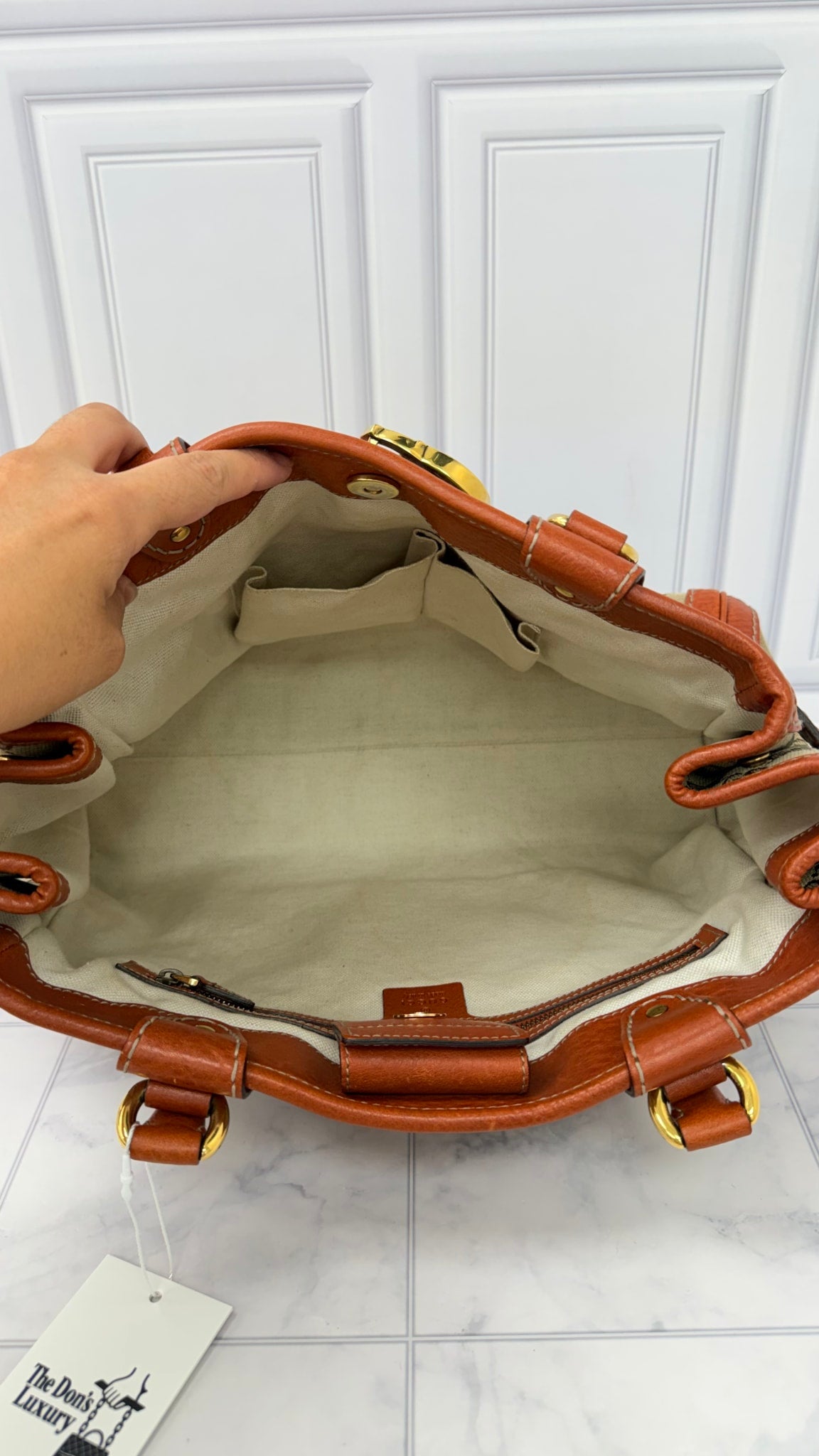 Gucci Brown Canvas GG Monogram Running Tote Bag 