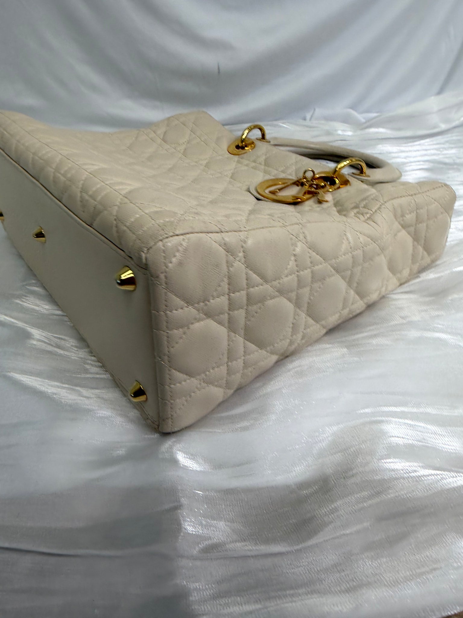 Christin Dior Cream Cannage Leather Large Lady Dior