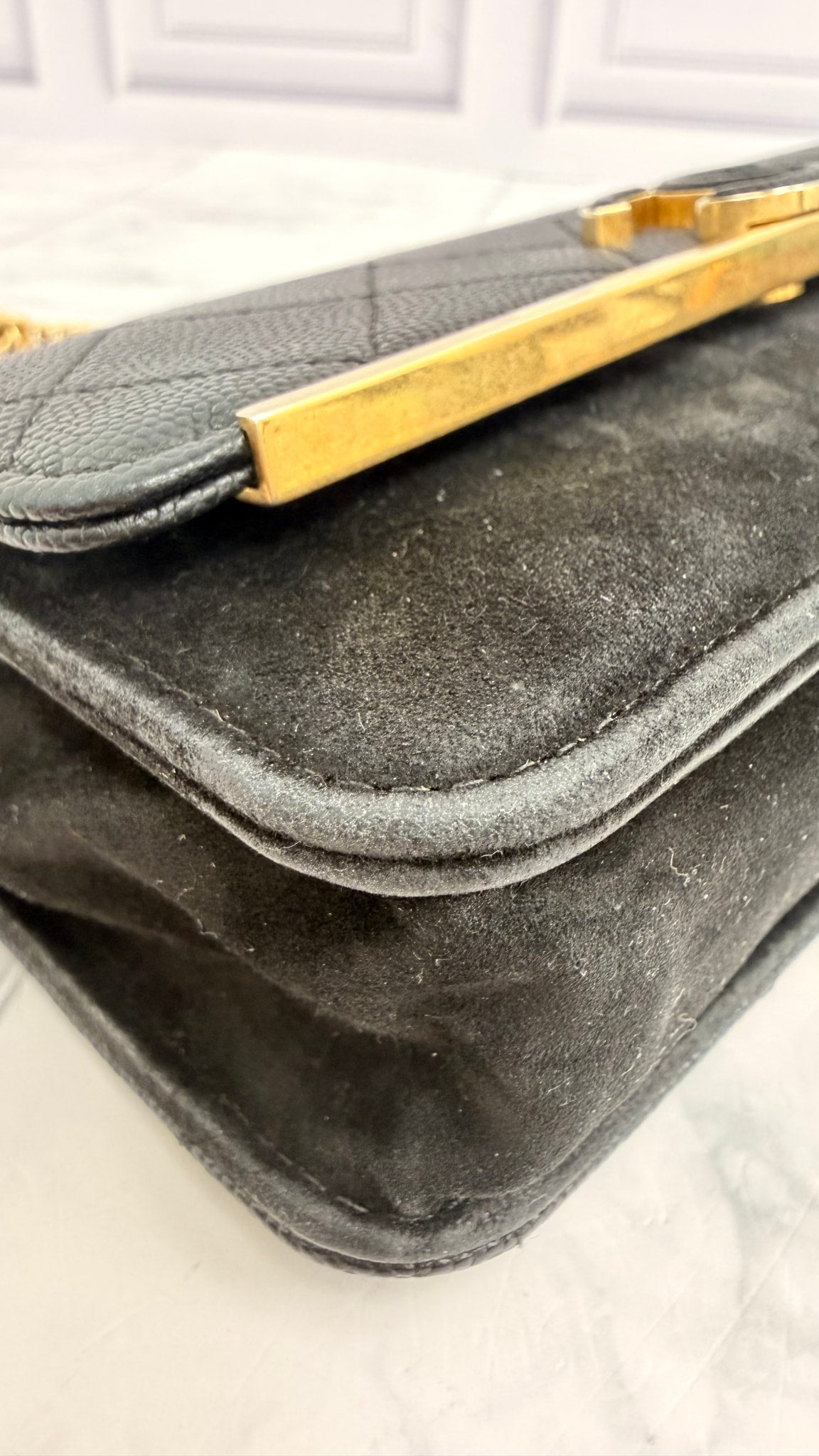 Chanel Black Quilted Caviar Leather & Suede Lady Coco Flap Bag