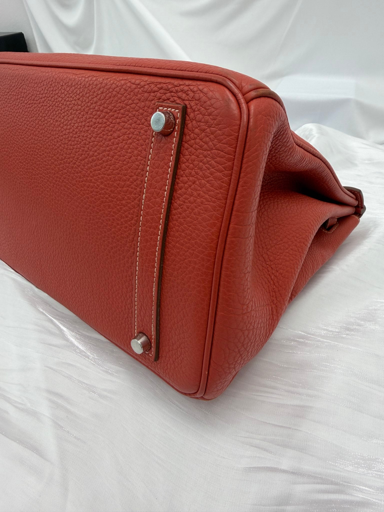 Hermes Sanguine Vache Clemence Leather Birkin 35
